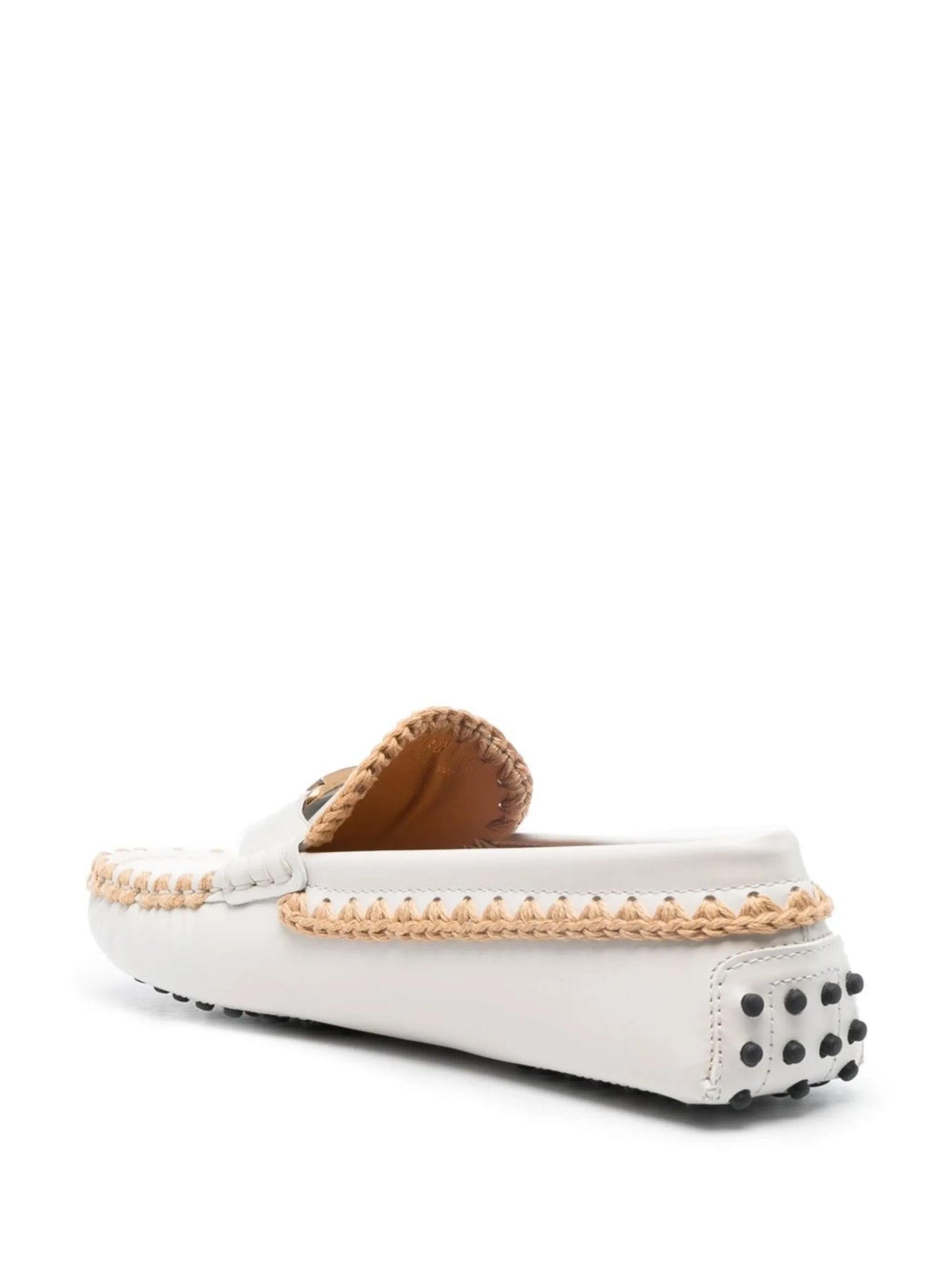 whipstitch buckled leather loafers
