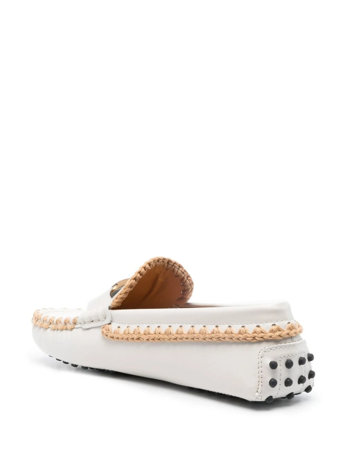 whipstitch buckled leather loafers