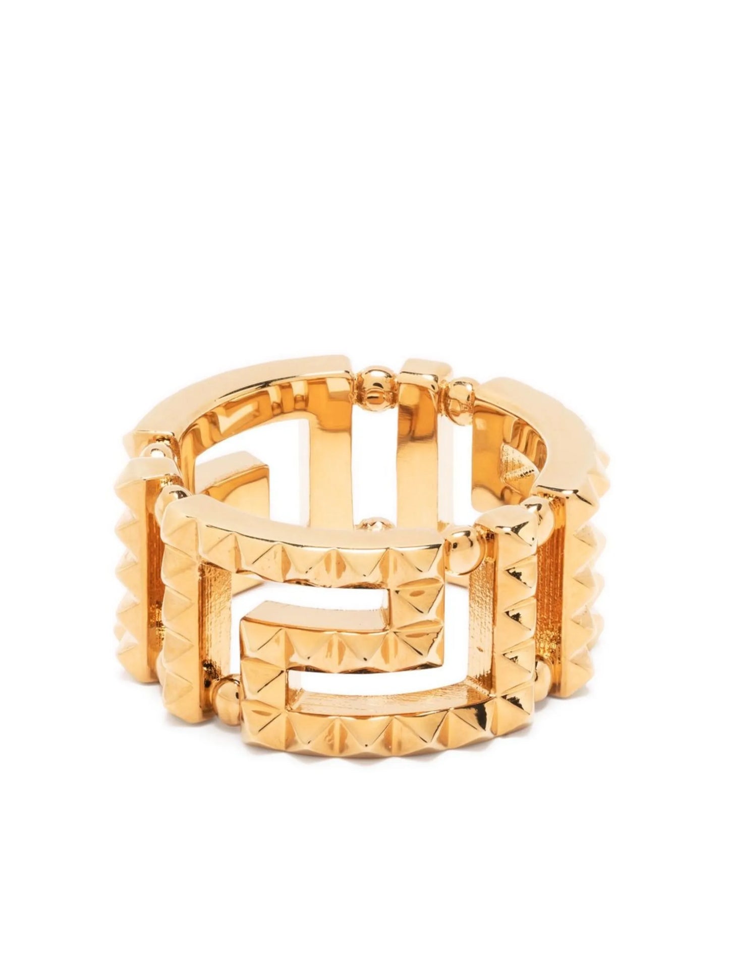 Gold Tone Greca Spike Detail Ring
