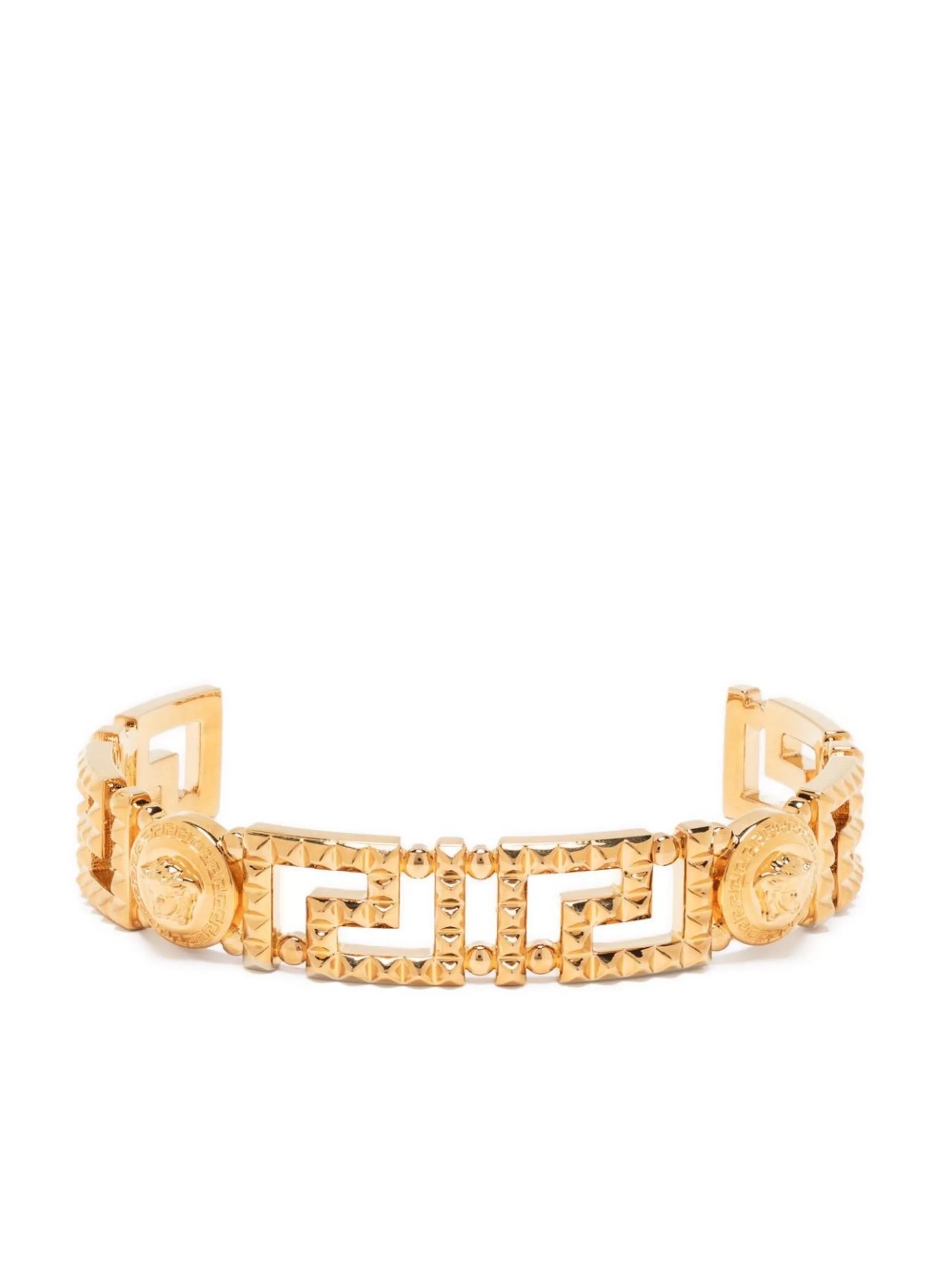 Gold Tone Medusa Plaque Bracelet