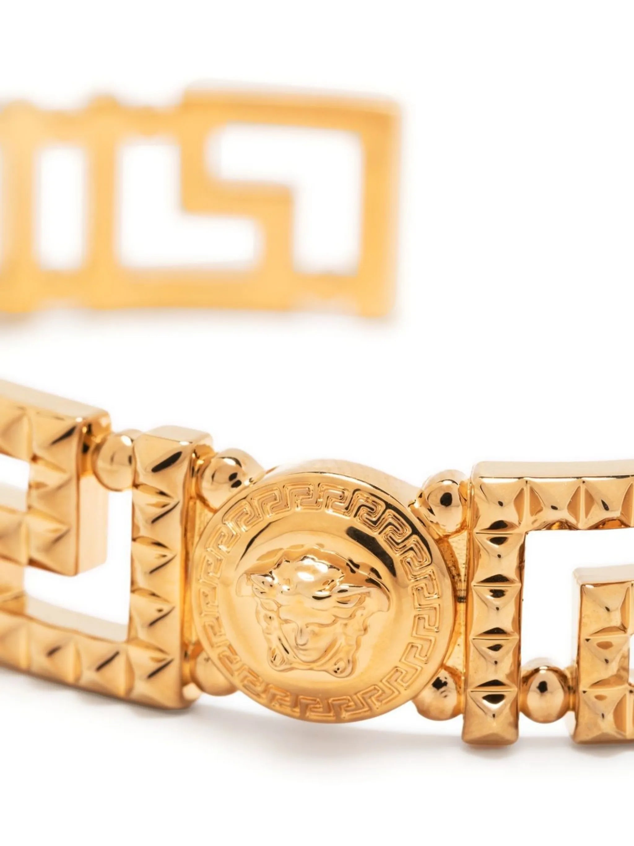 Gold Tone Medusa Plaque Bracelet