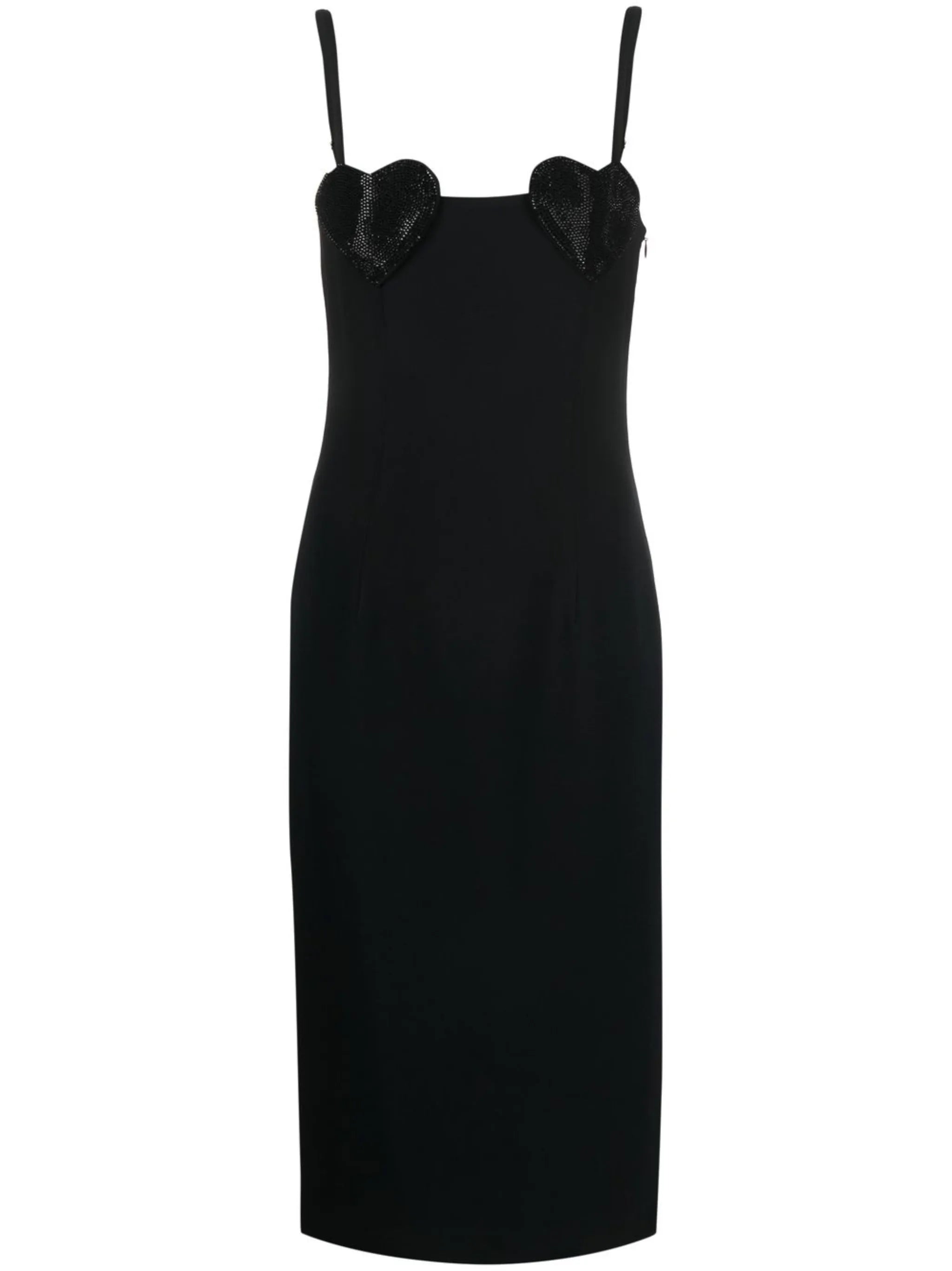 heart-appliqué pencil midi dress