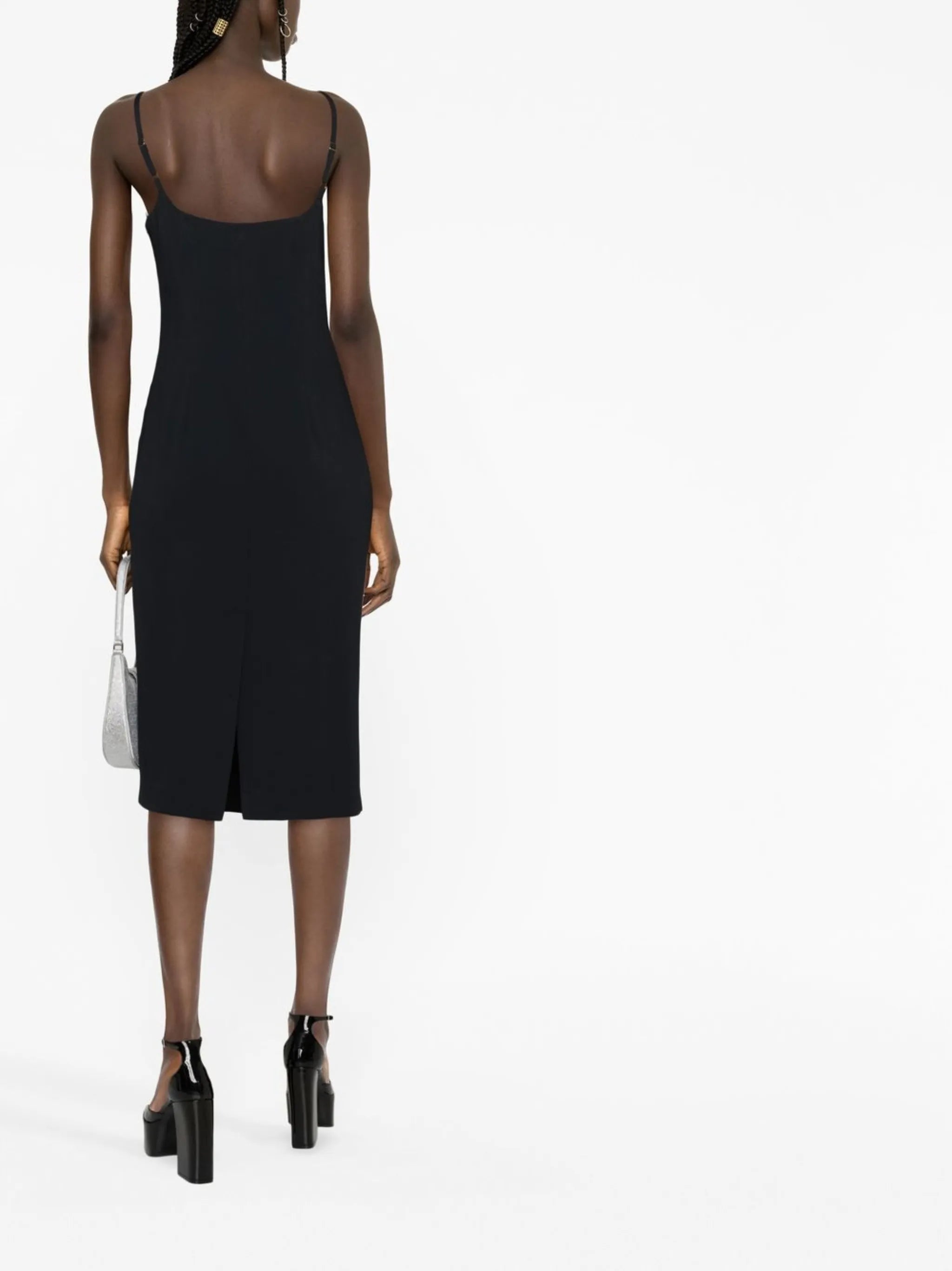 heart-appliqué pencil midi dress