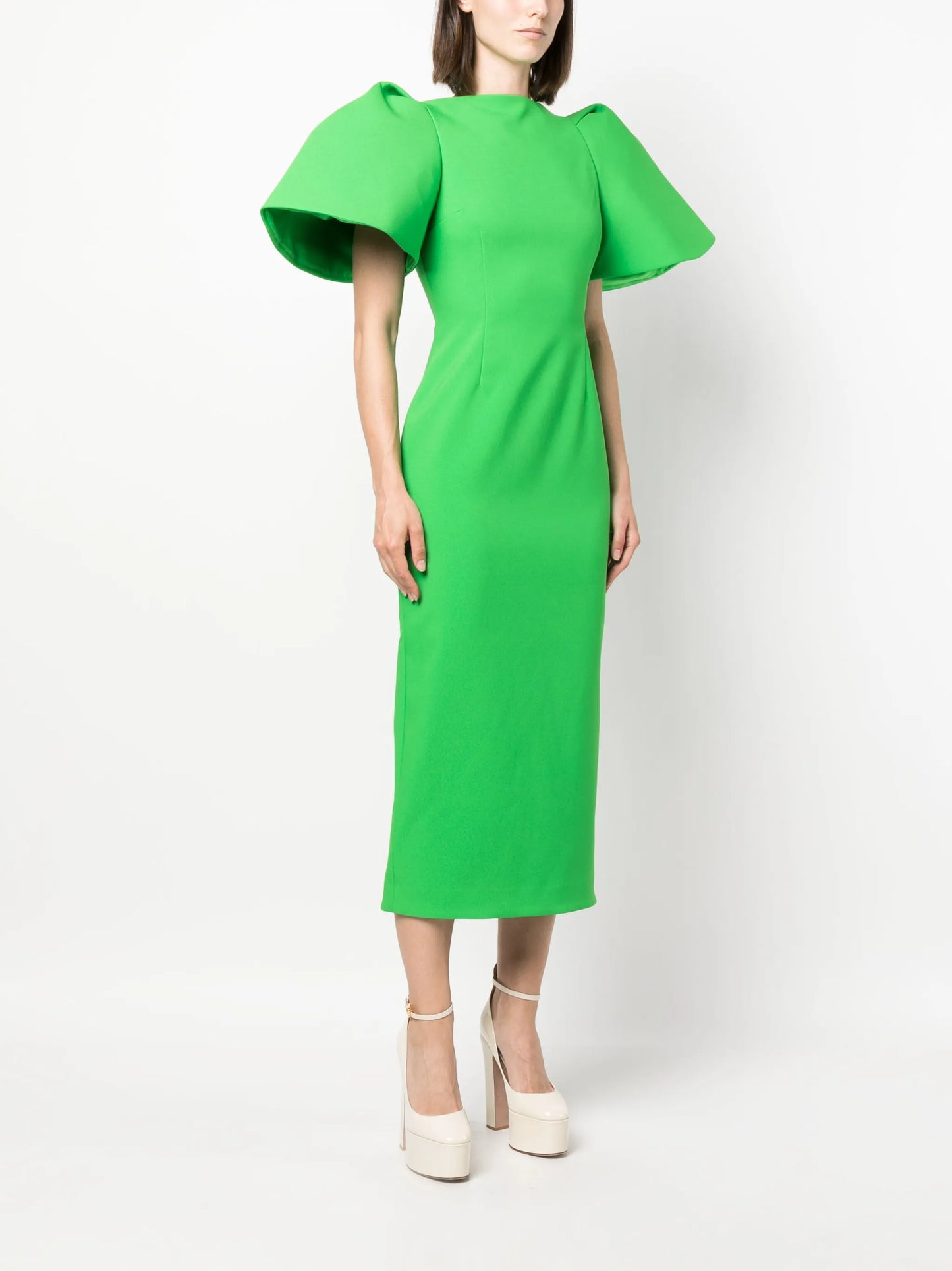 Lora puff-sleeve midi dress