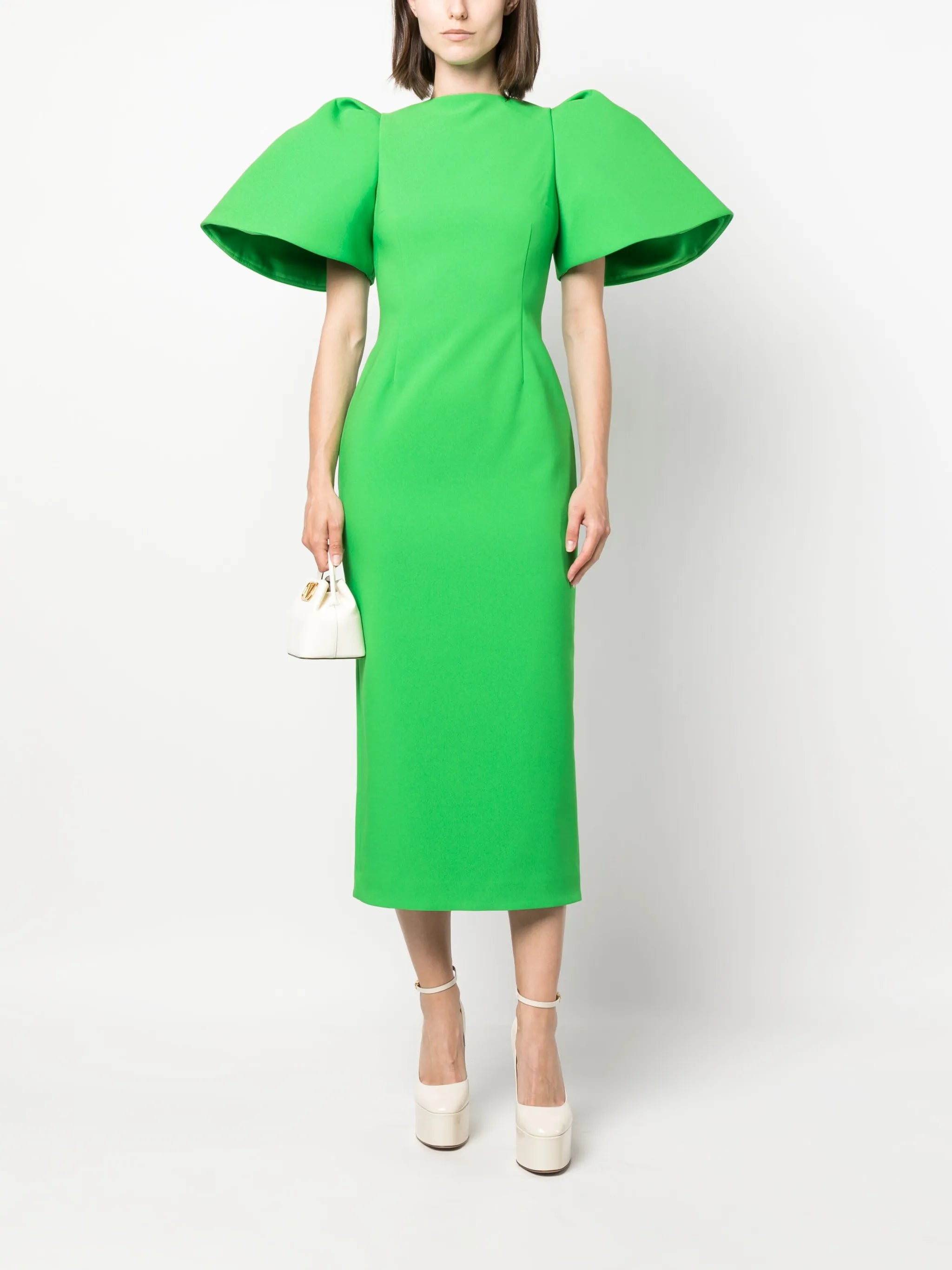 Lora puff-sleeve midi dress