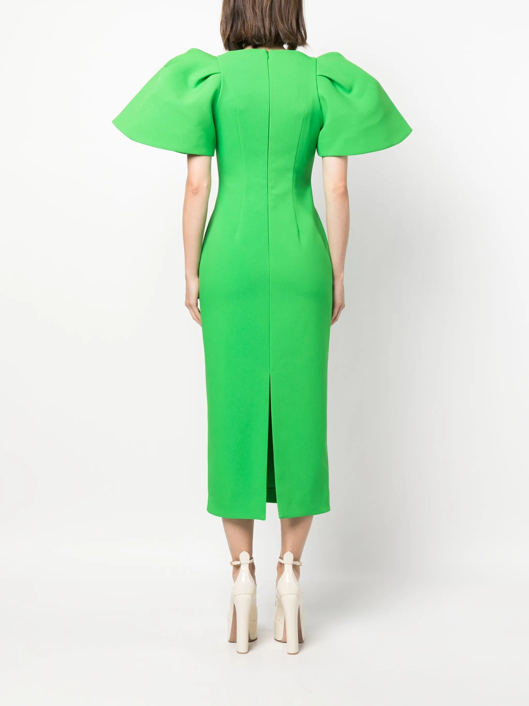 Lora puff-sleeve midi dress