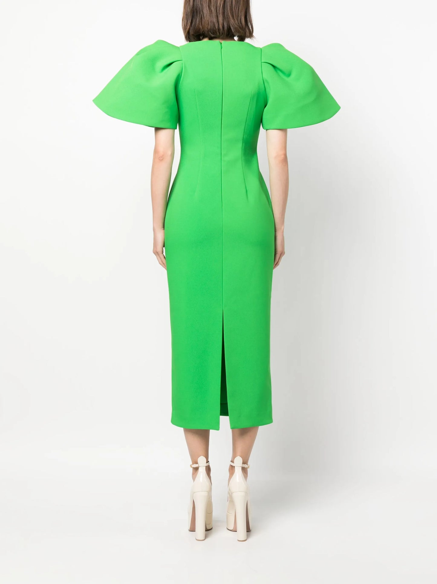 Lora puff-sleeve midi dress
