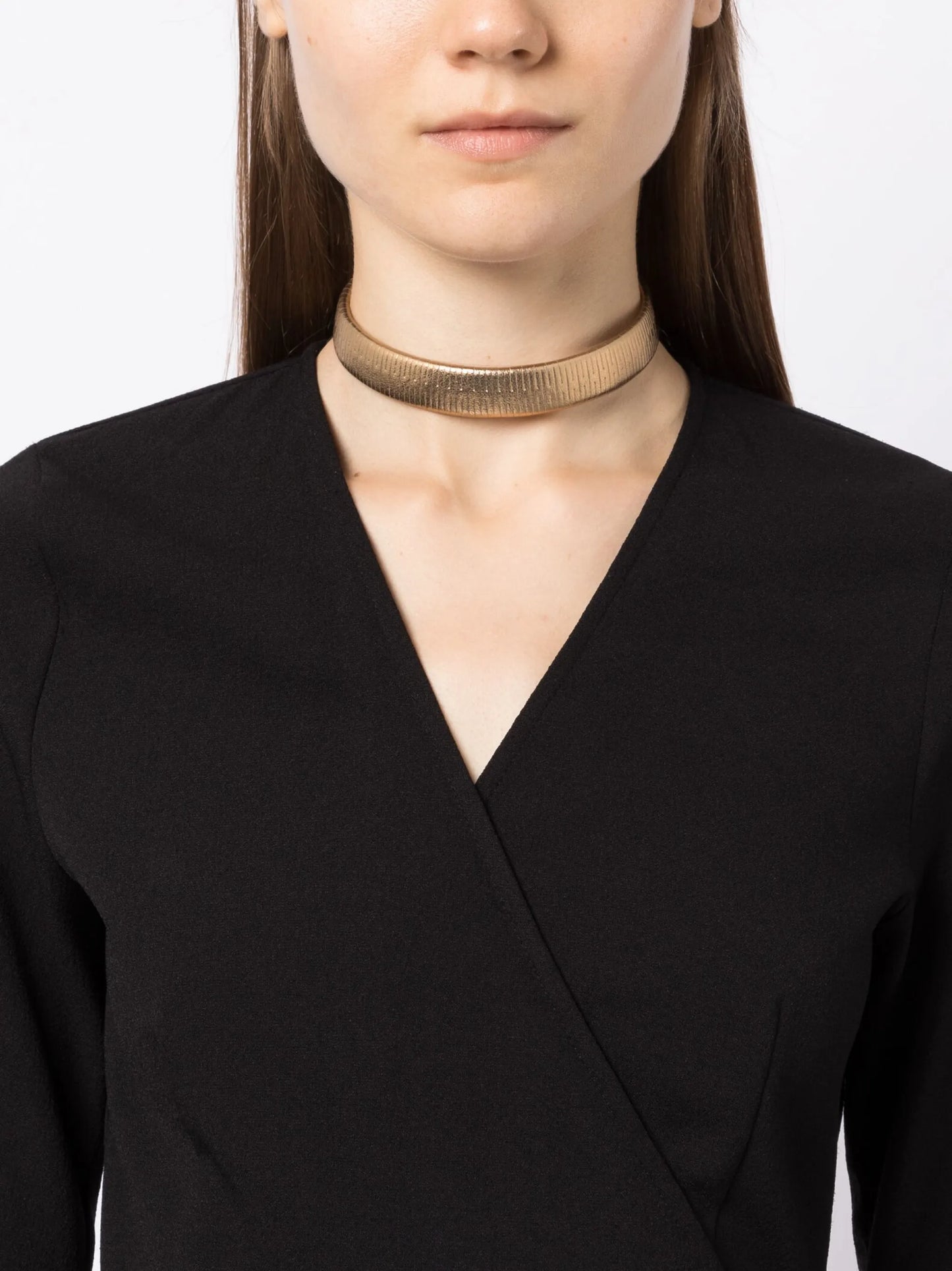 Lumia metallic leather choker necklace