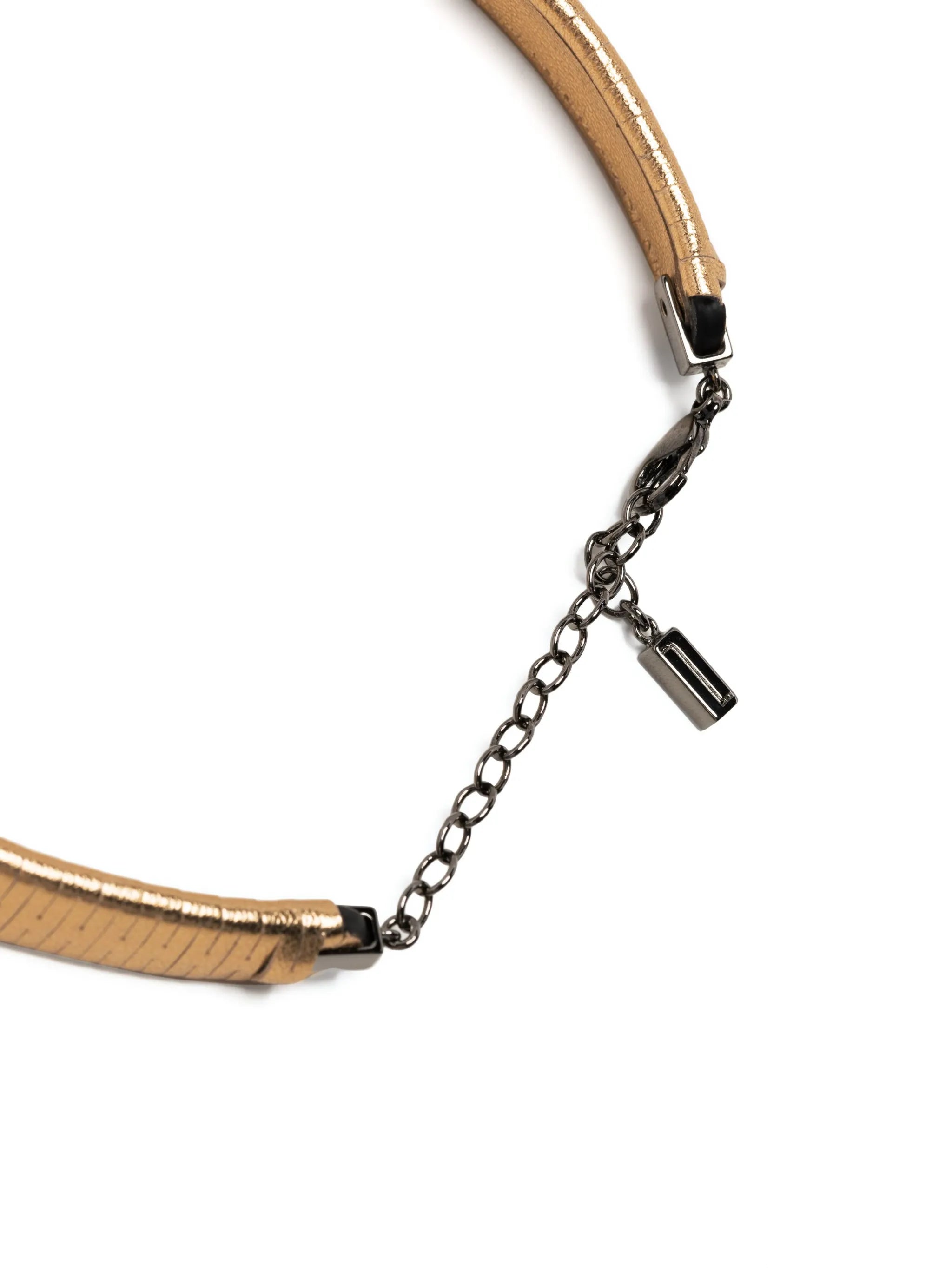 Lumia metallic leather choker necklace