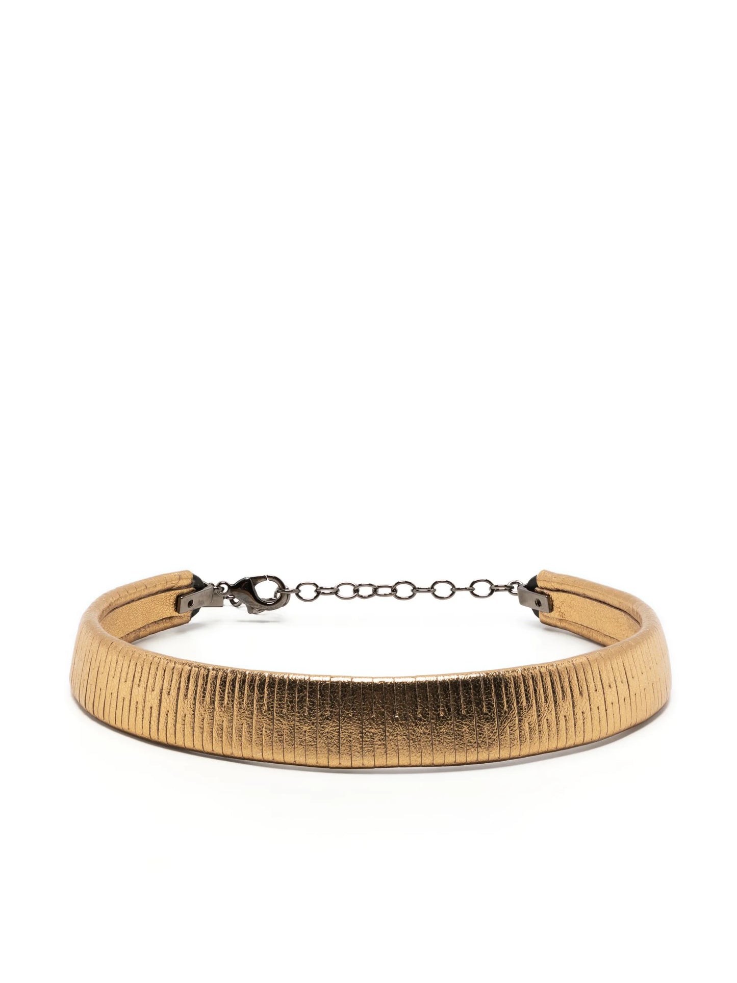 Lumia metallic leather choker necklace