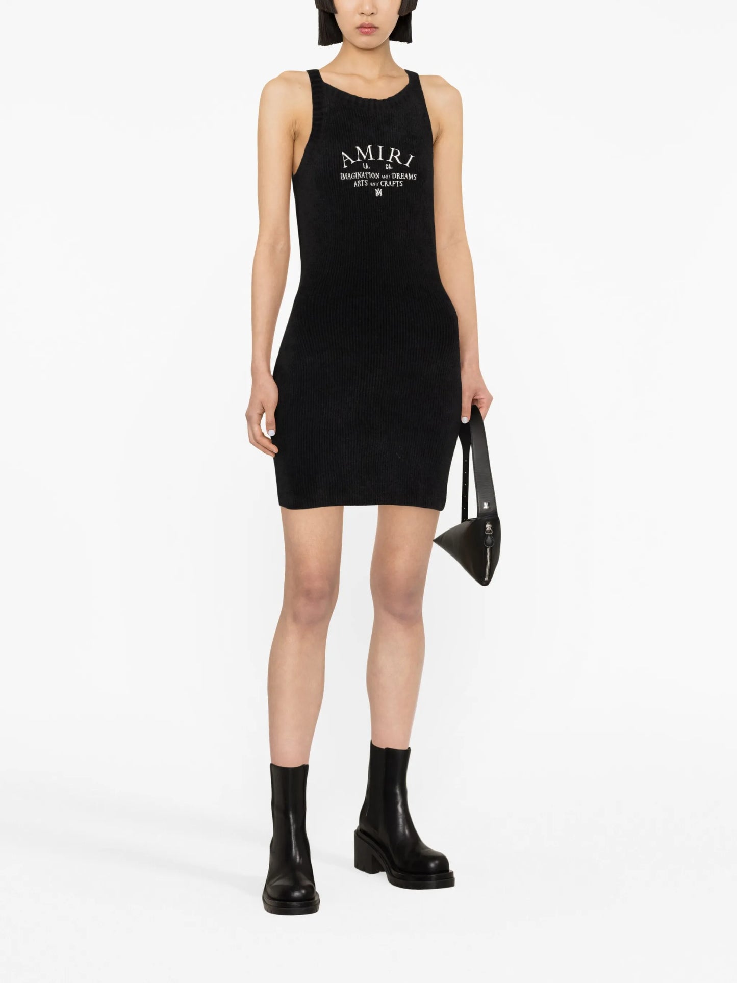 logo-embroidered knitted minidress