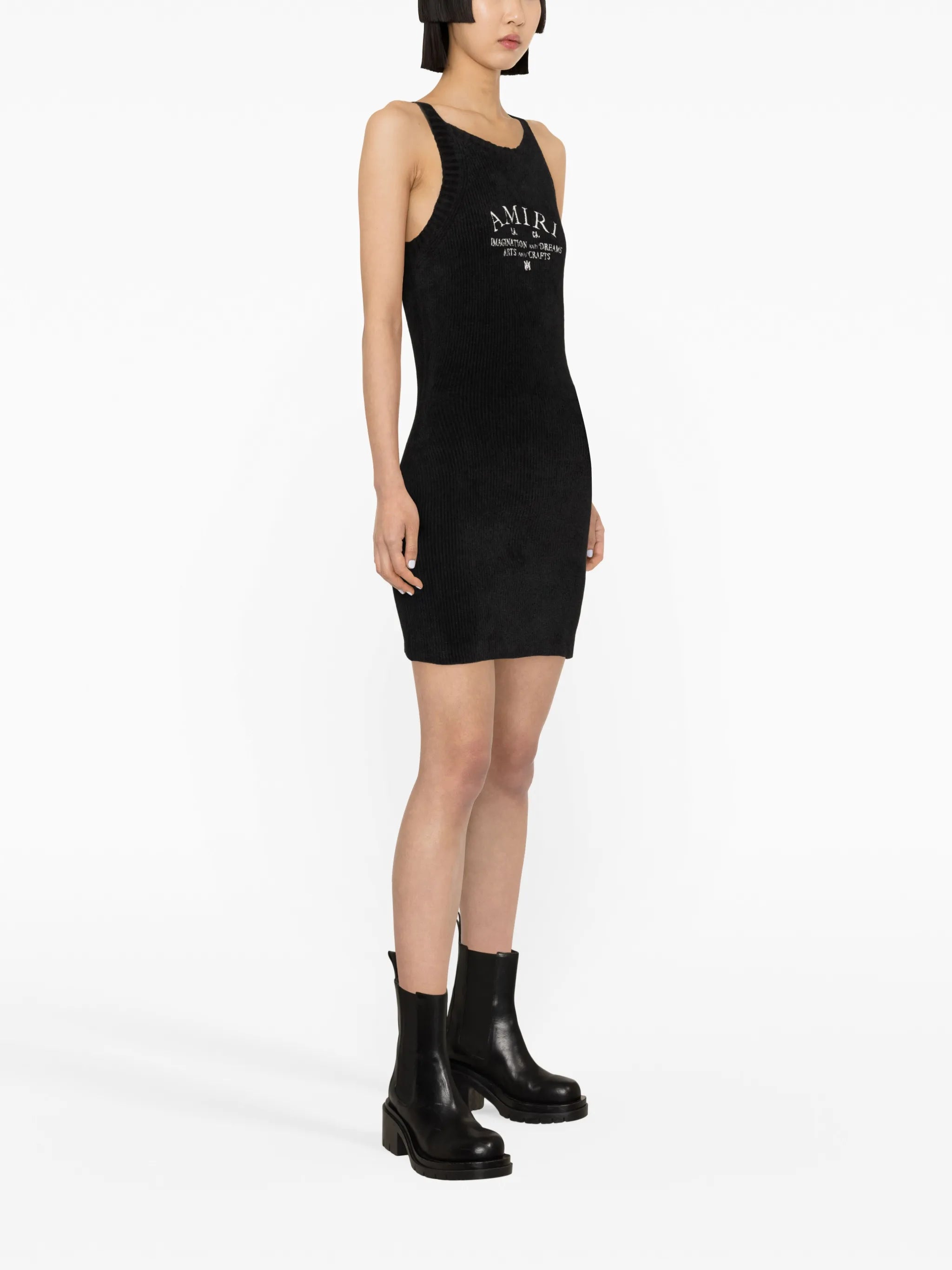 logo-embroidered knitted minidress