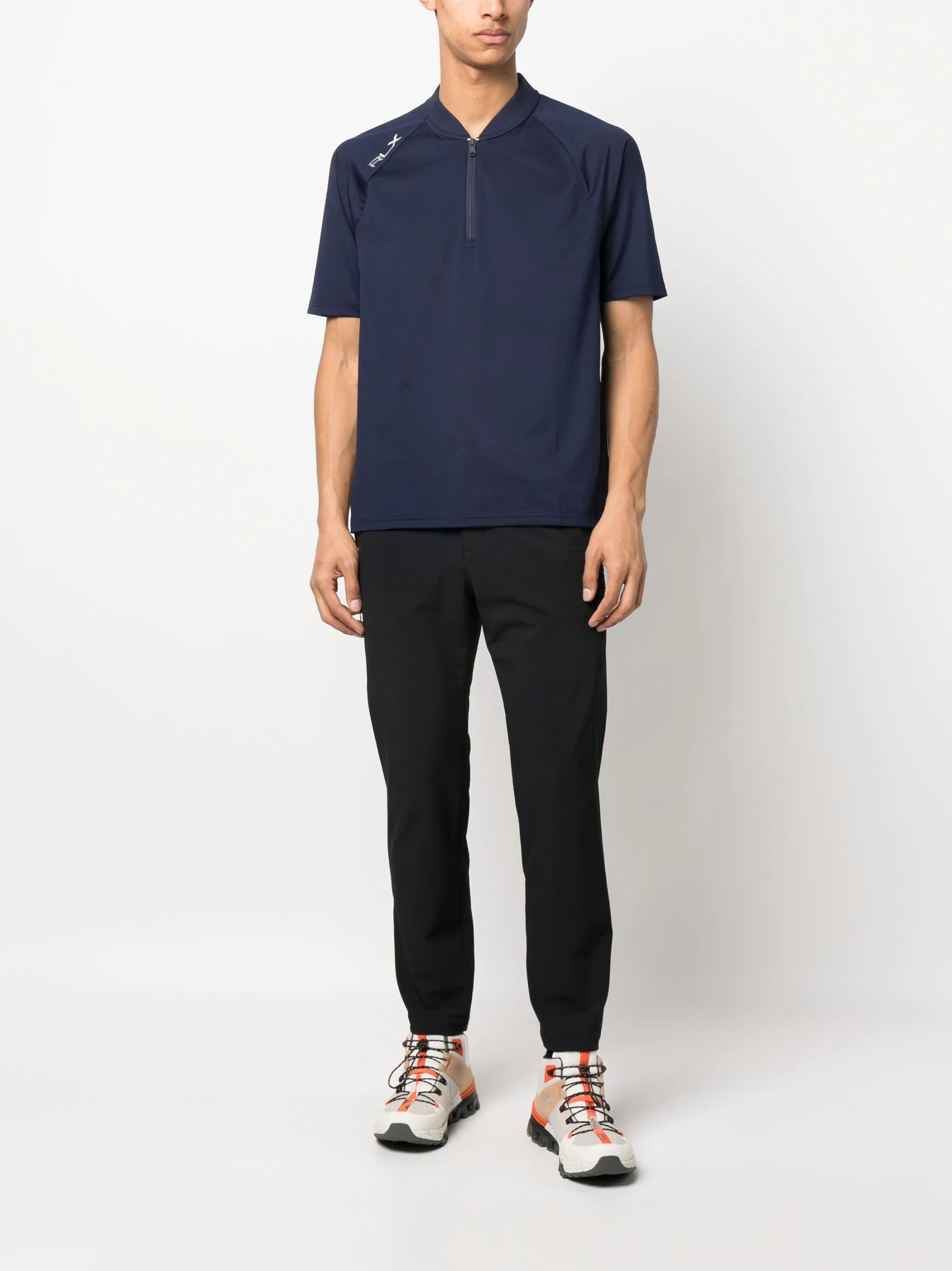 zipped performance polo T-shirt