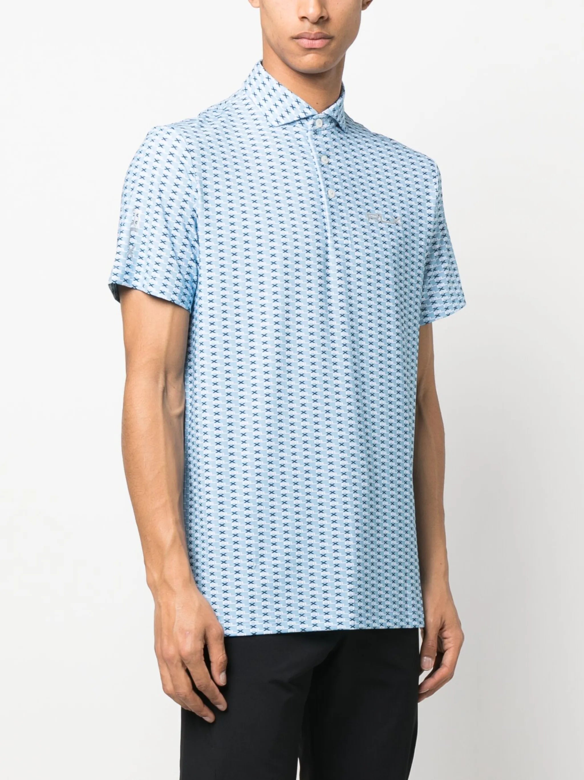 logo-print performance polo shirt