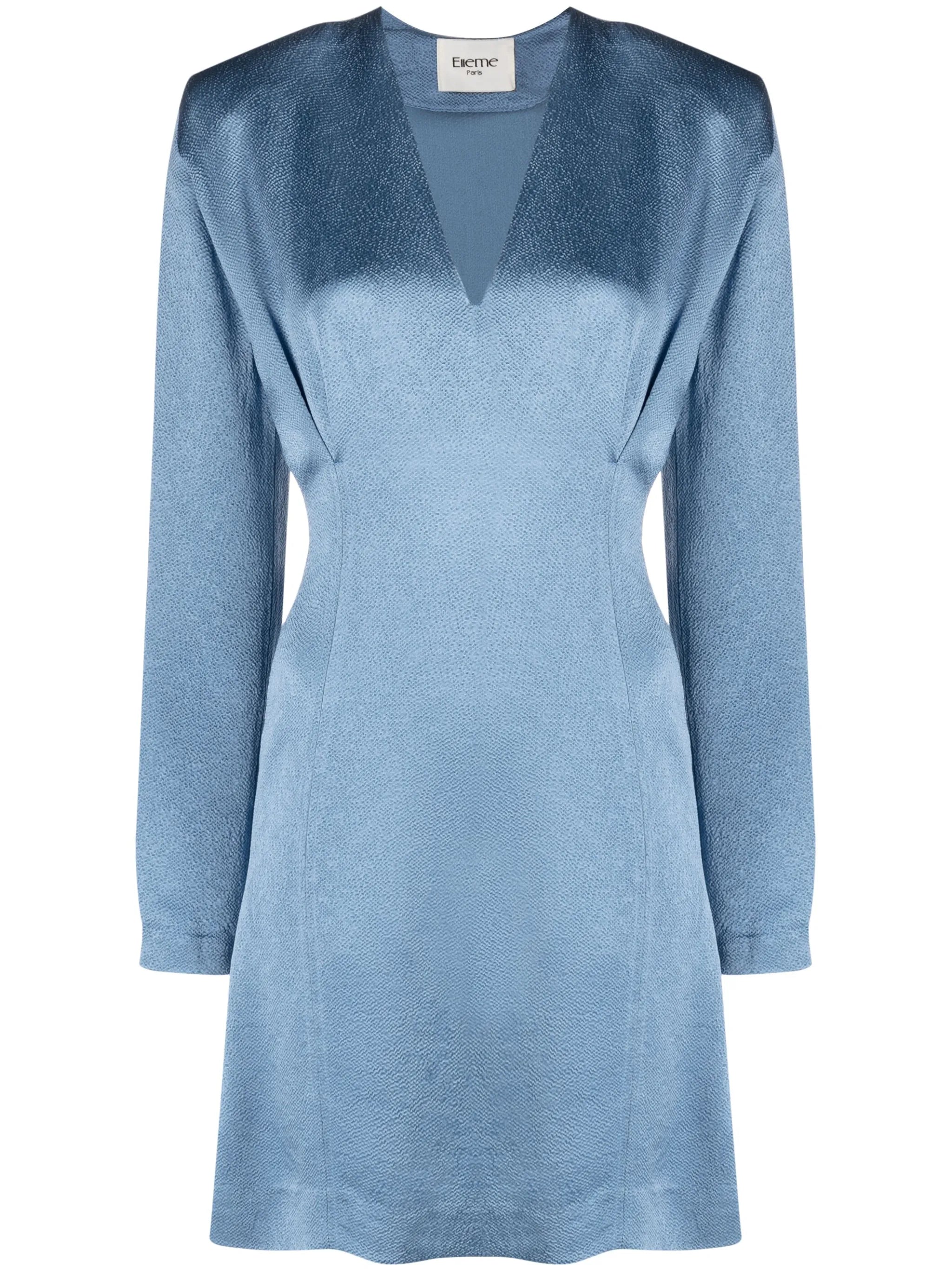 shoulder-pad pleated minidress