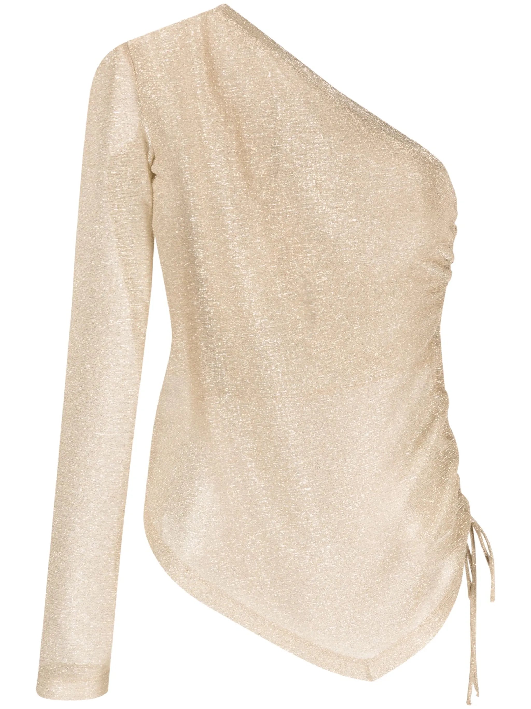 metallic one-shoulder top