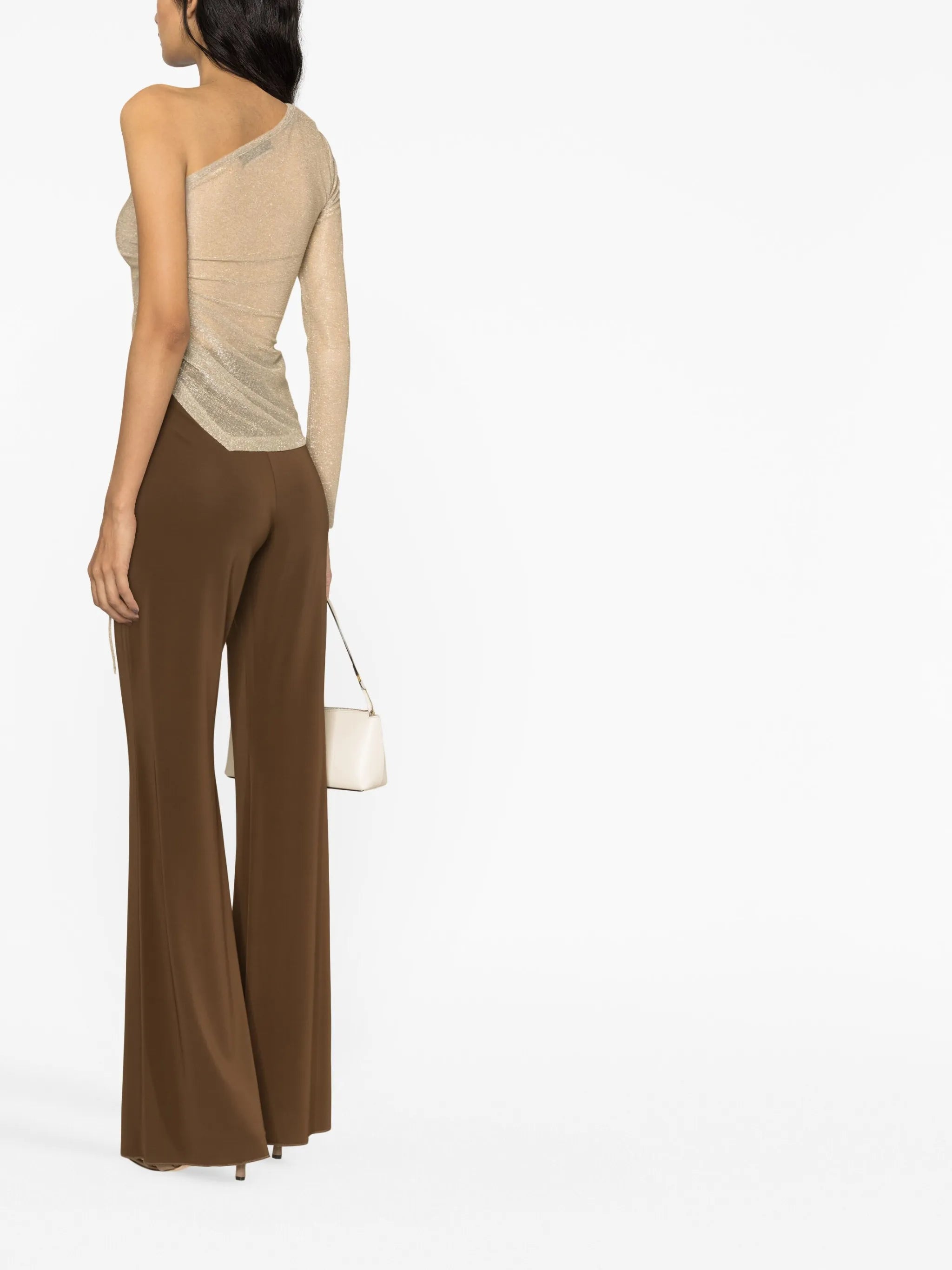 metallic one-shoulder top