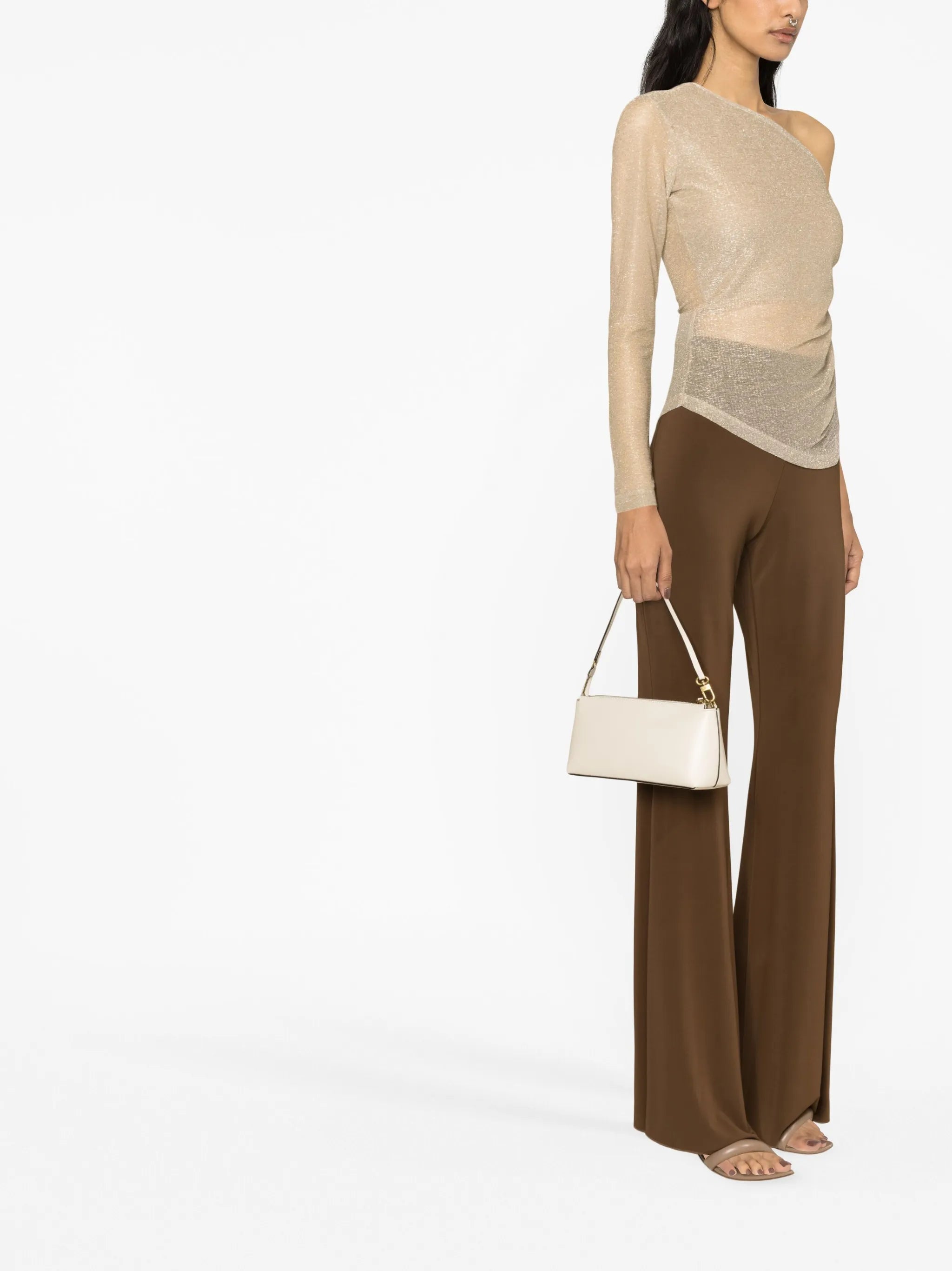 metallic one-shoulder top
