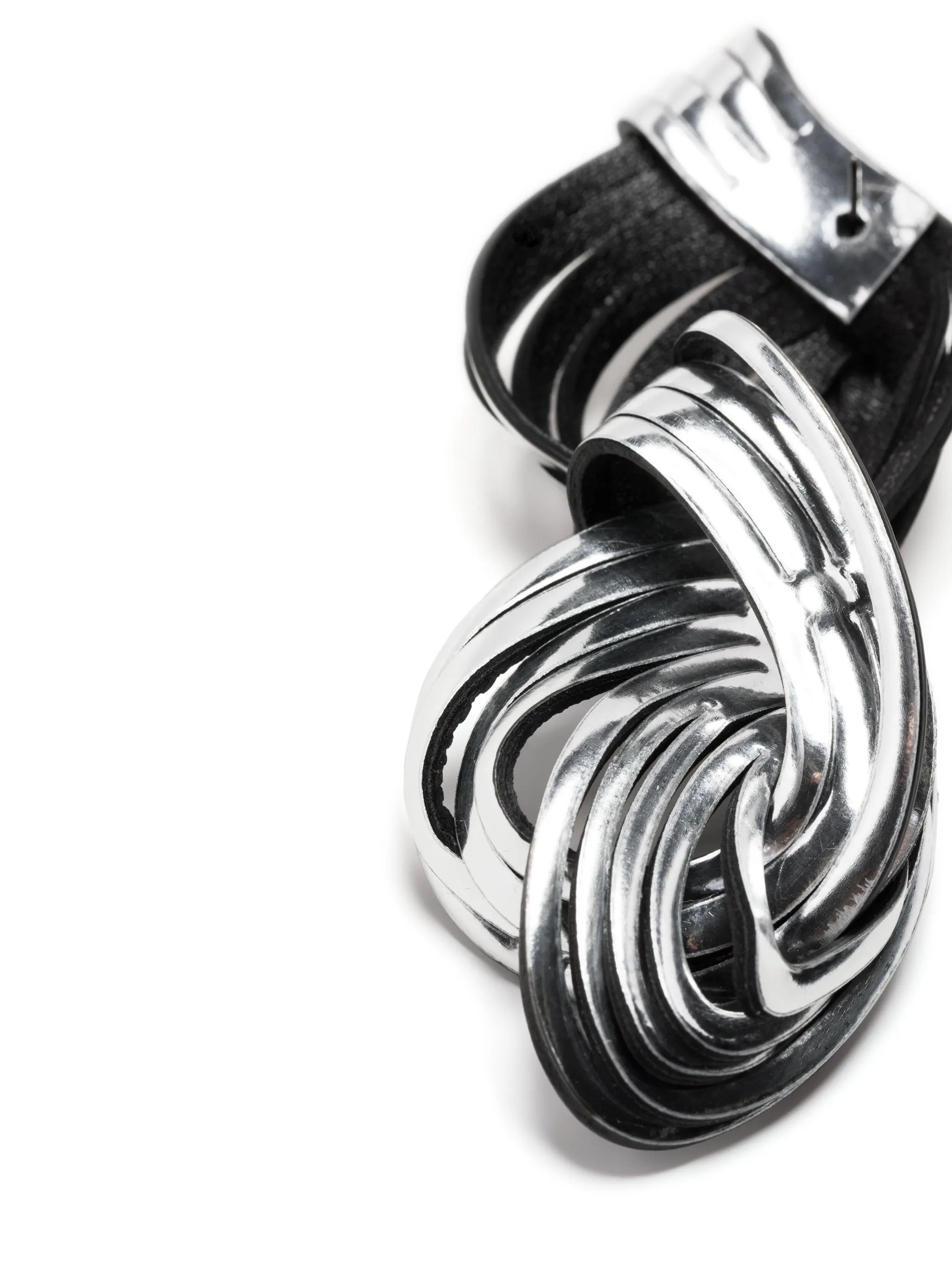 Not A Knot metallic leather earrings