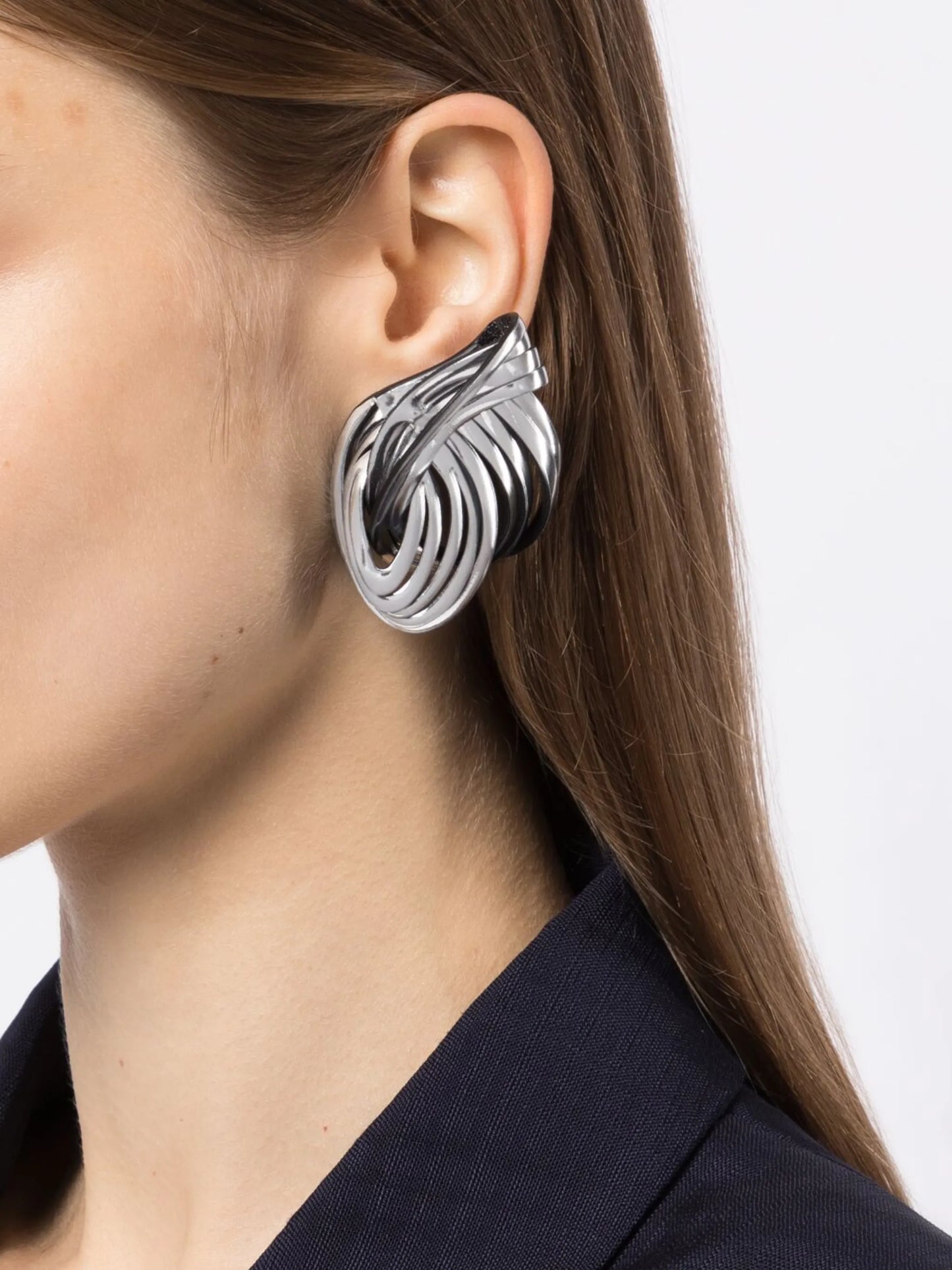 Not A Knot metallic leather earrings