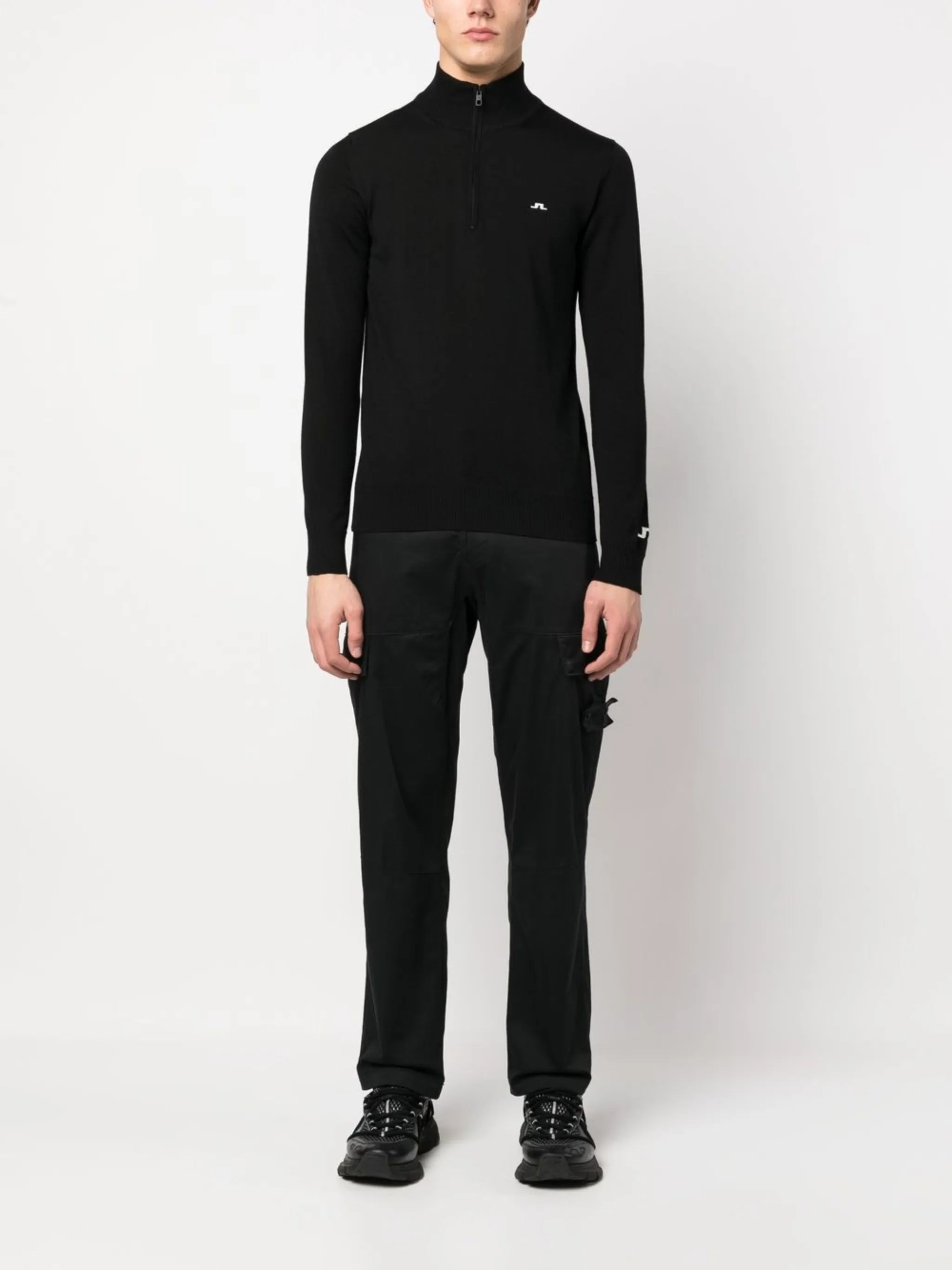 half-zip fine-knit jumper