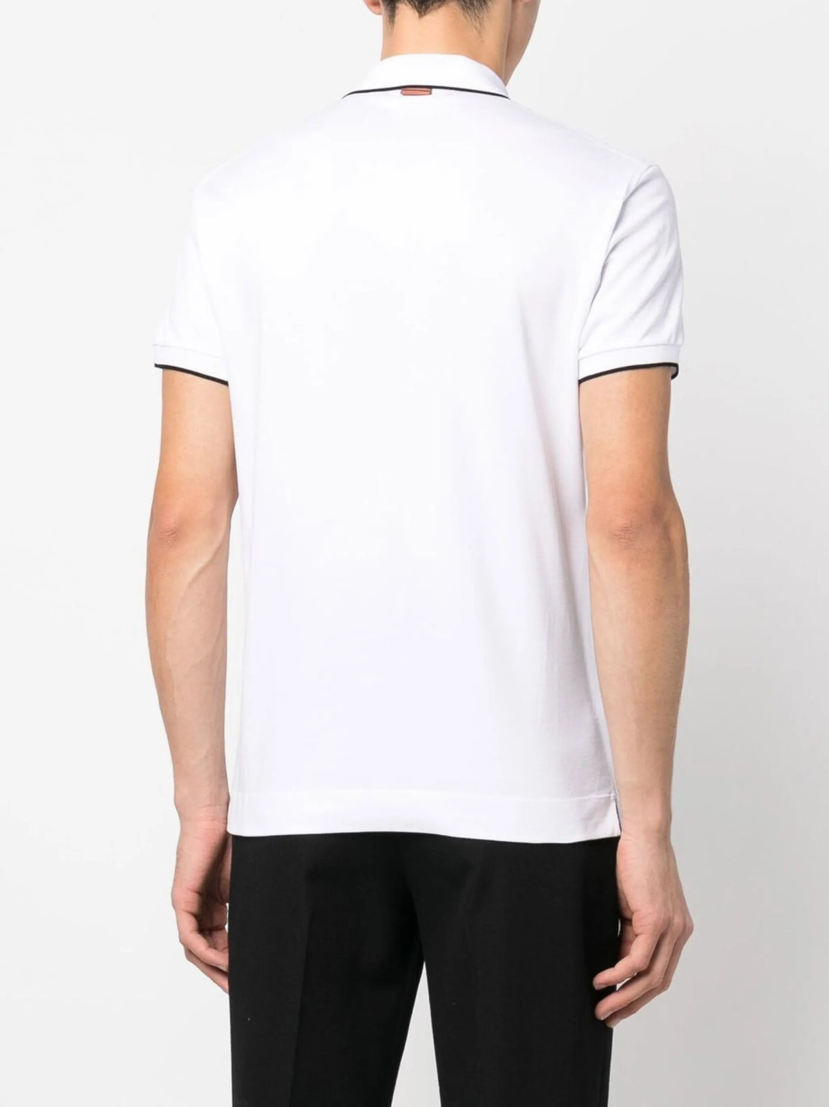 white stretch cotton polo shirt