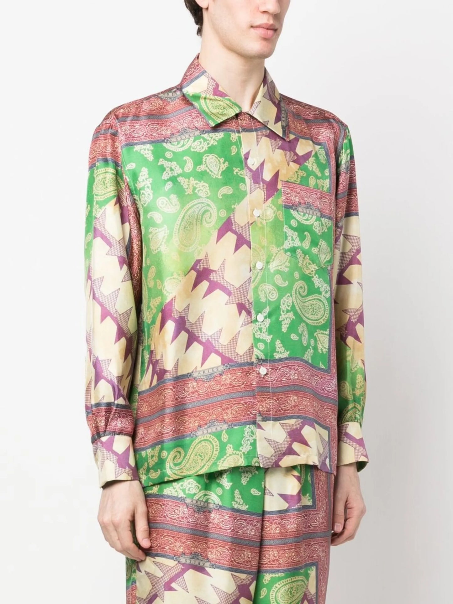 Star mix-print silk shirt
