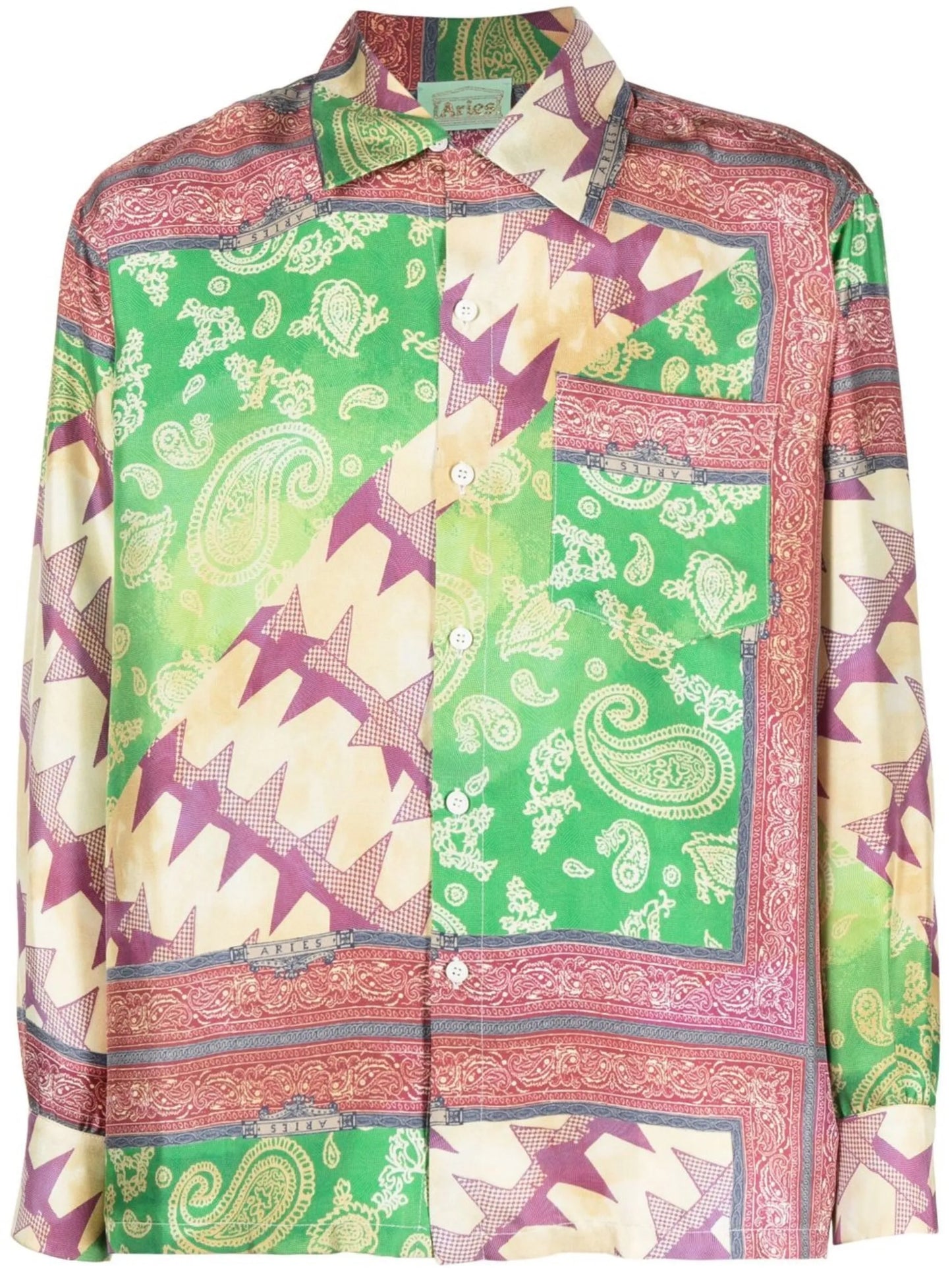 Star mix-print silk shirt