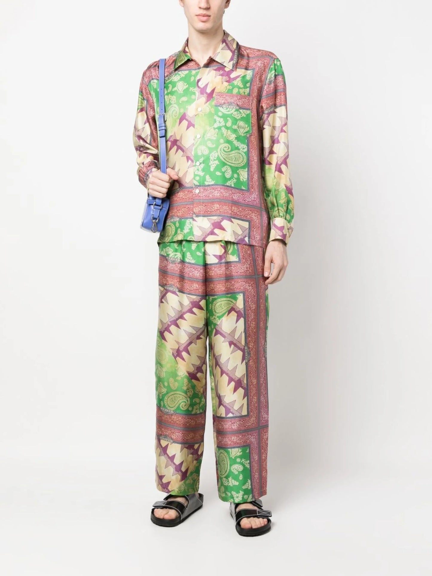 Star mix-print silk shirt