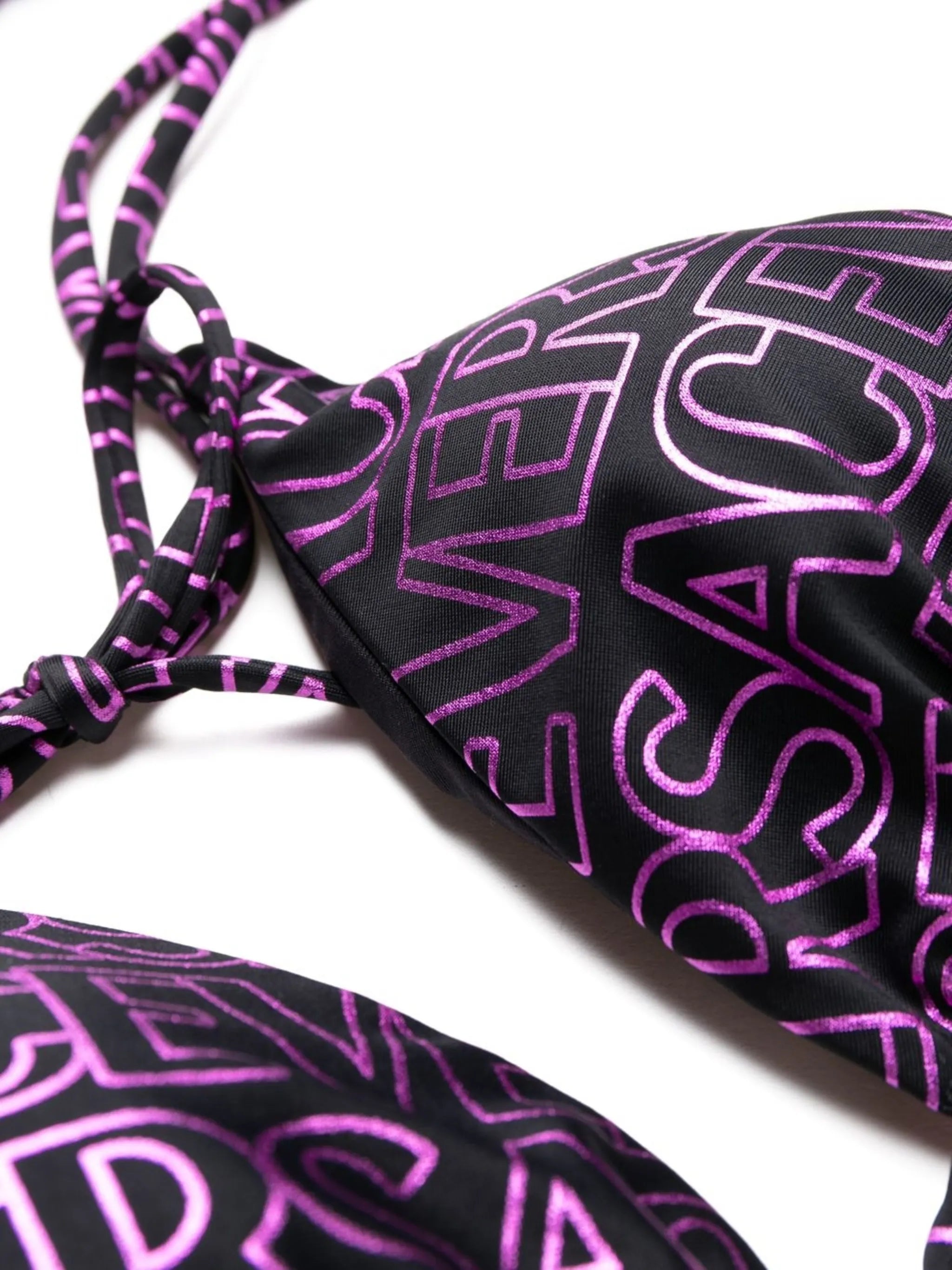 all-over logo print bikini top