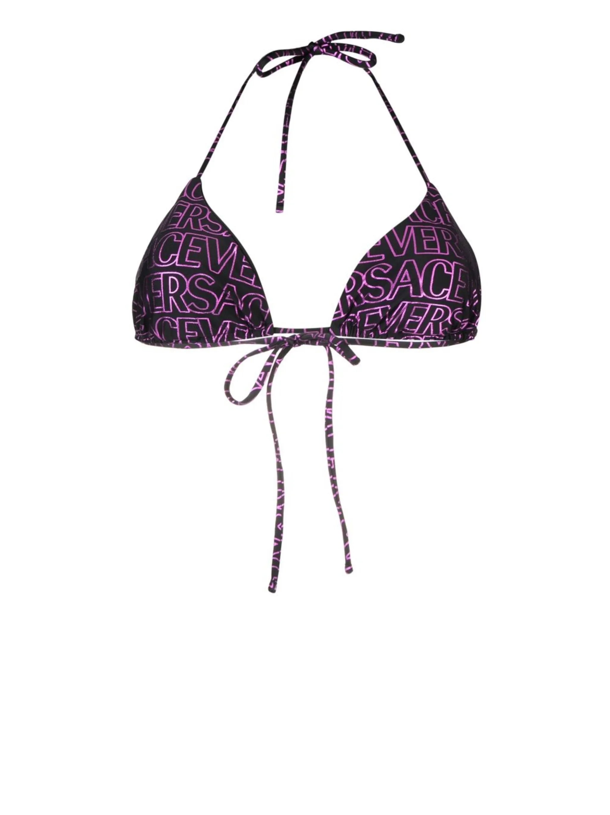 all-over logo print bikini top