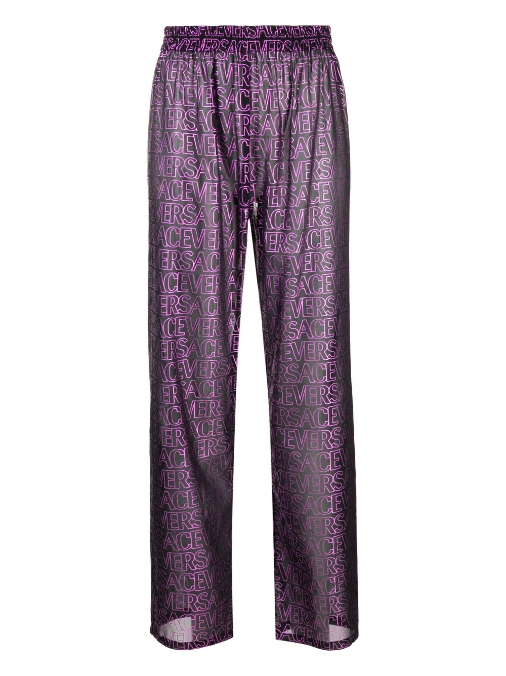 logo-print semi-sheer pants