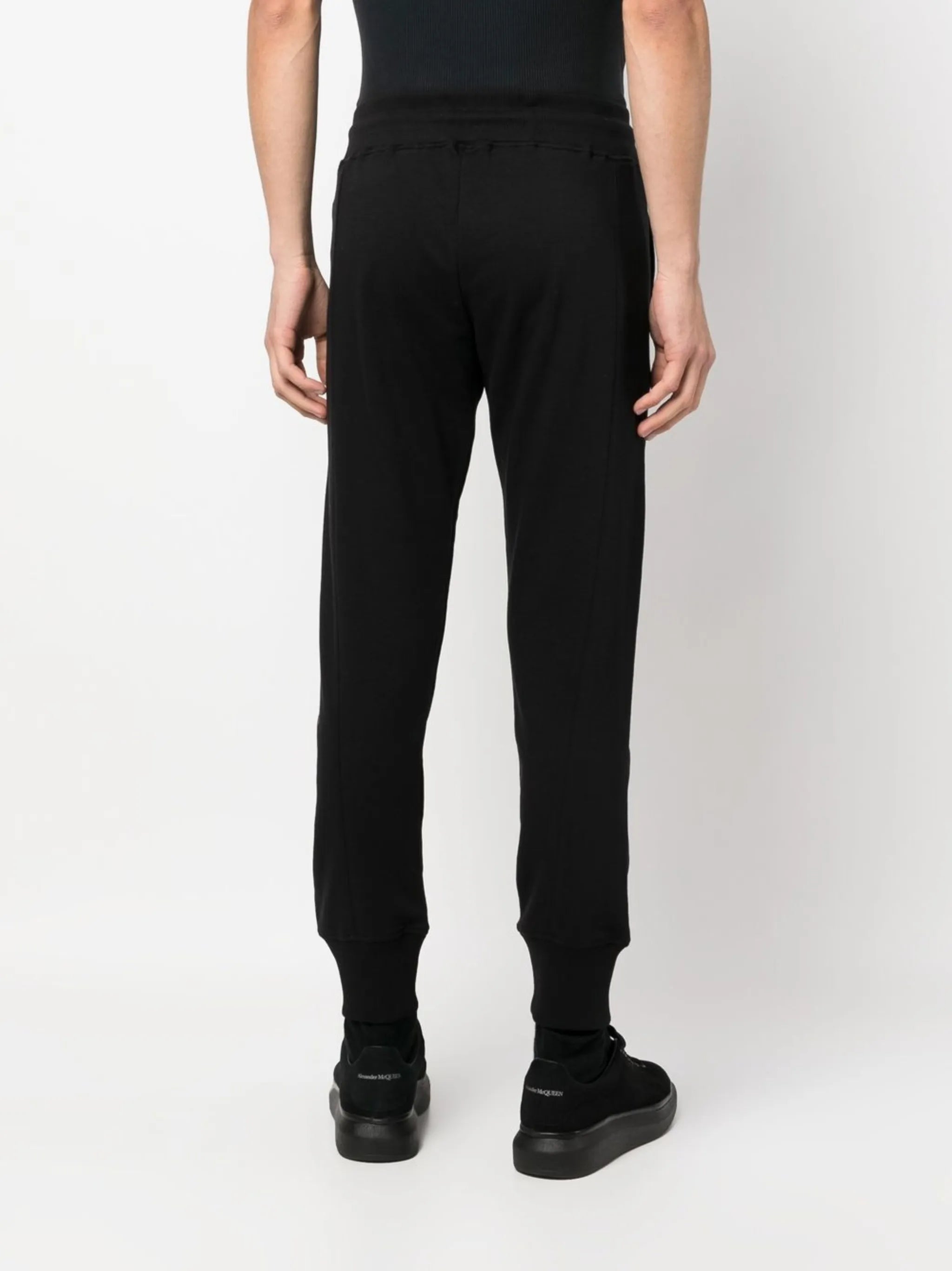 metallic-logo track pants