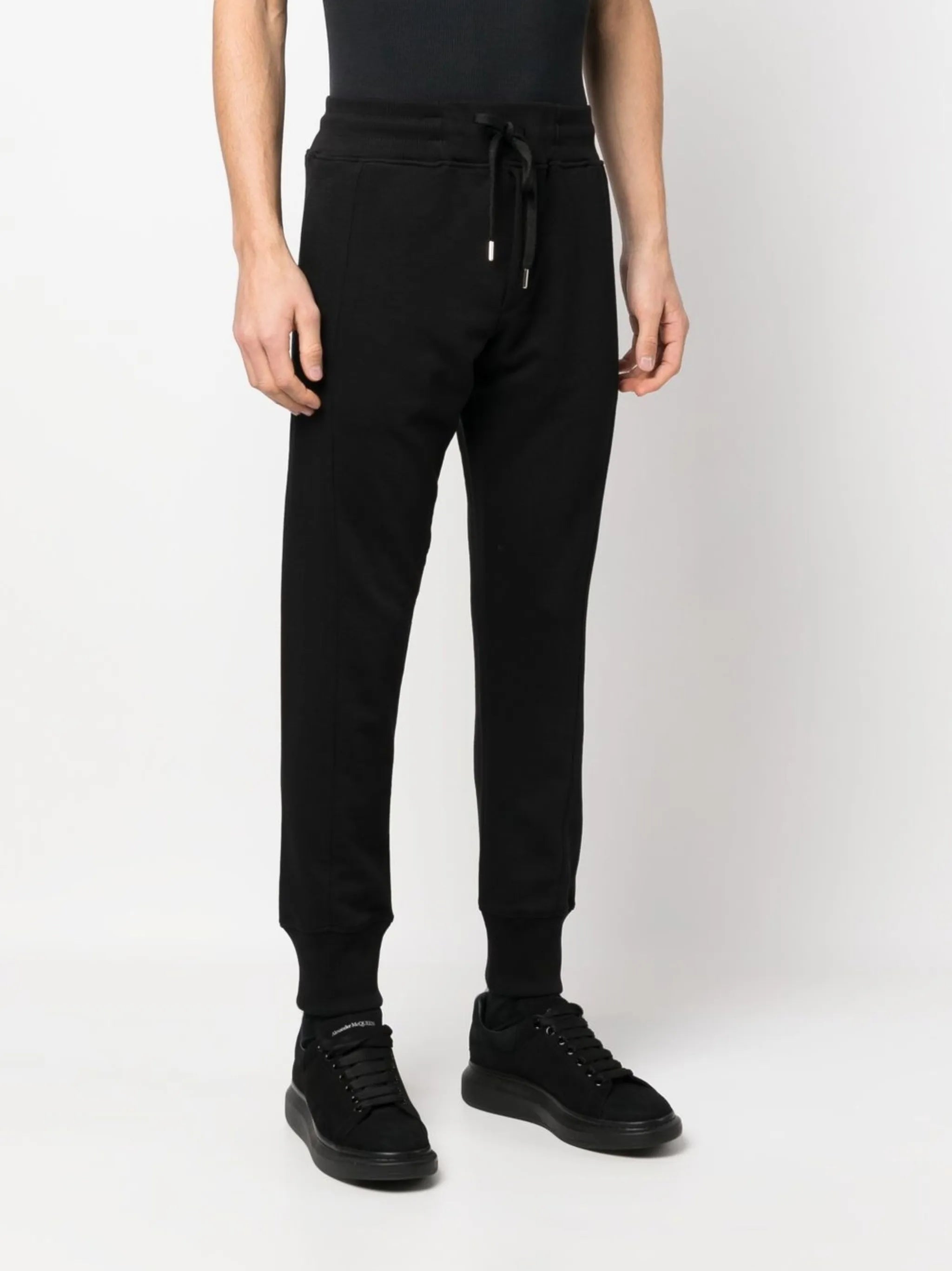 metallic-logo track pants