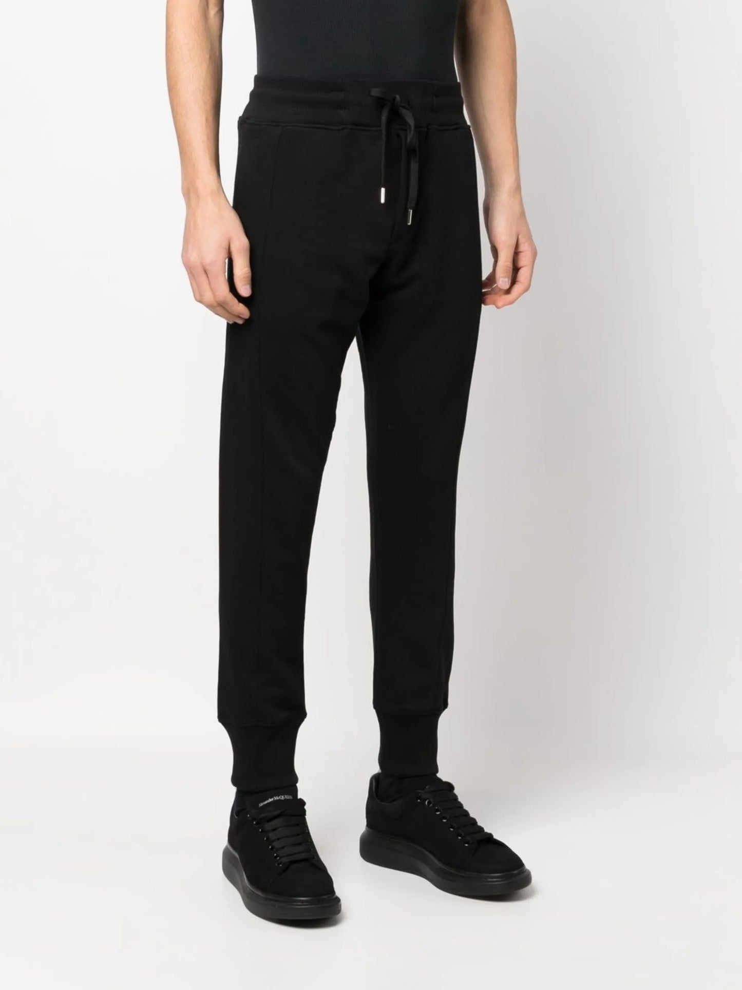 metallic-logo track pants