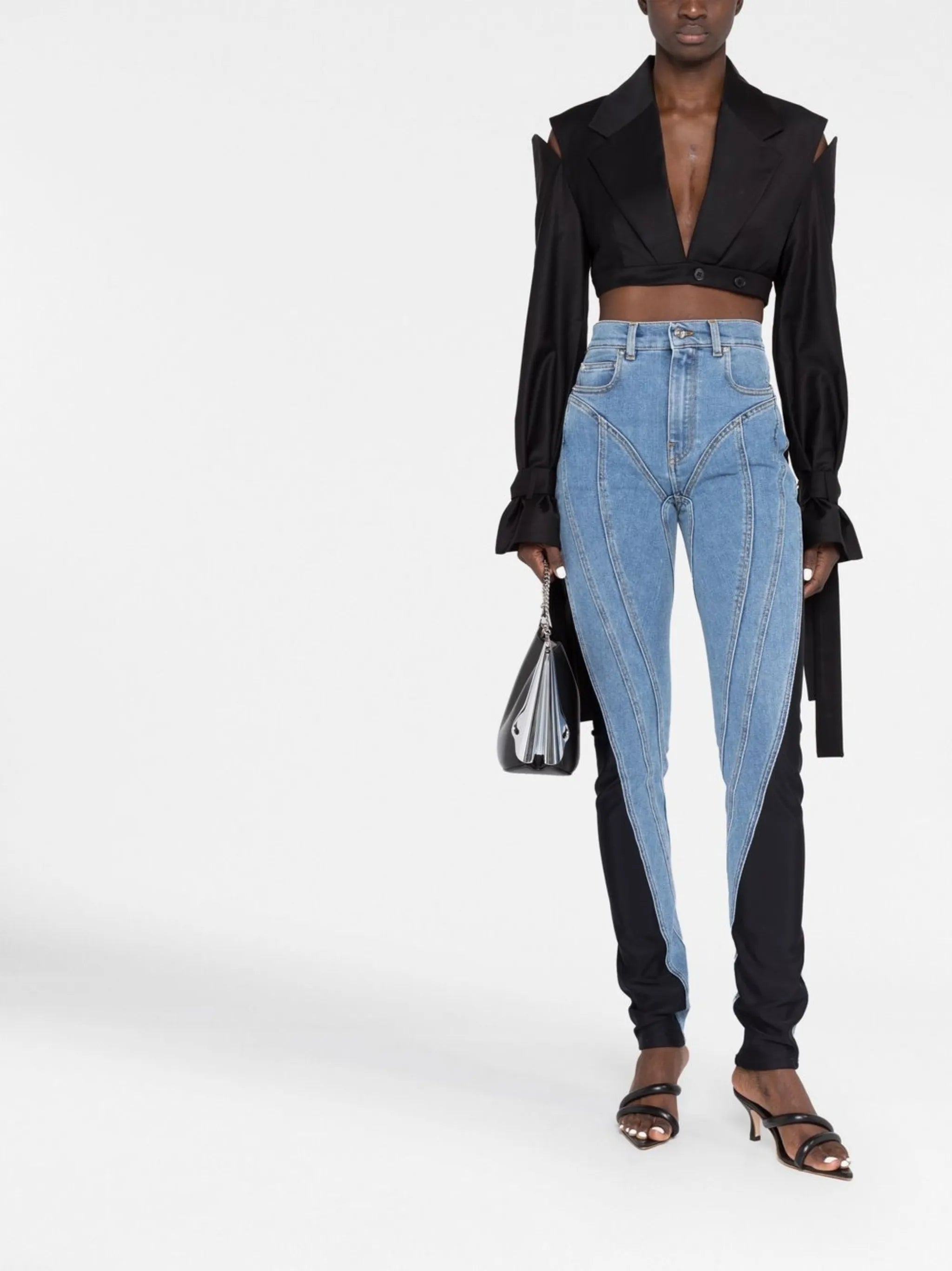 twist-panelled high-waist jeans