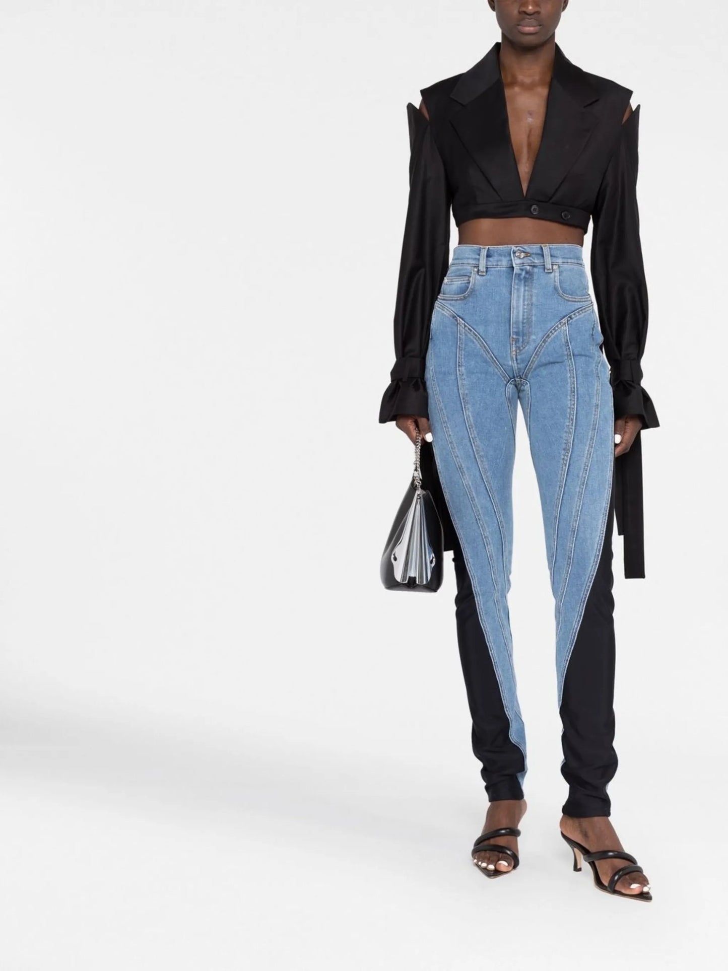 twist-panelled high-waist jeans