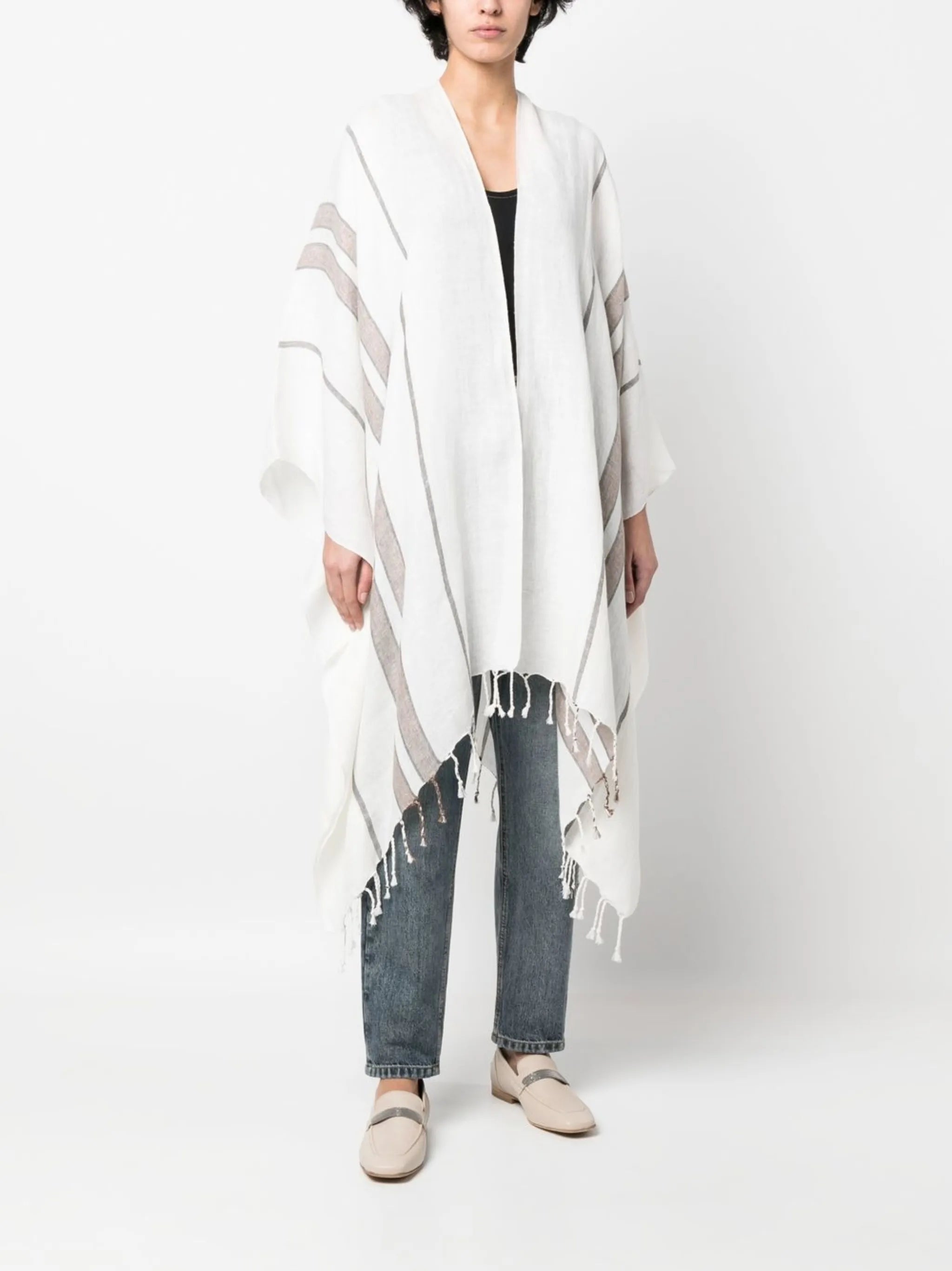 stripe-pattern poncho