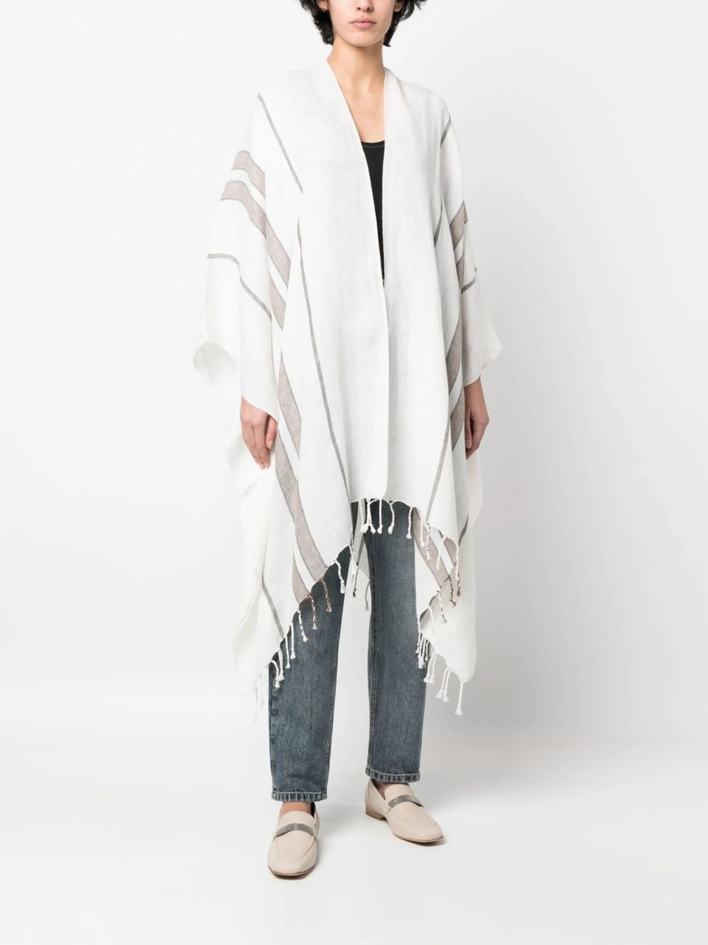 stripe-pattern poncho