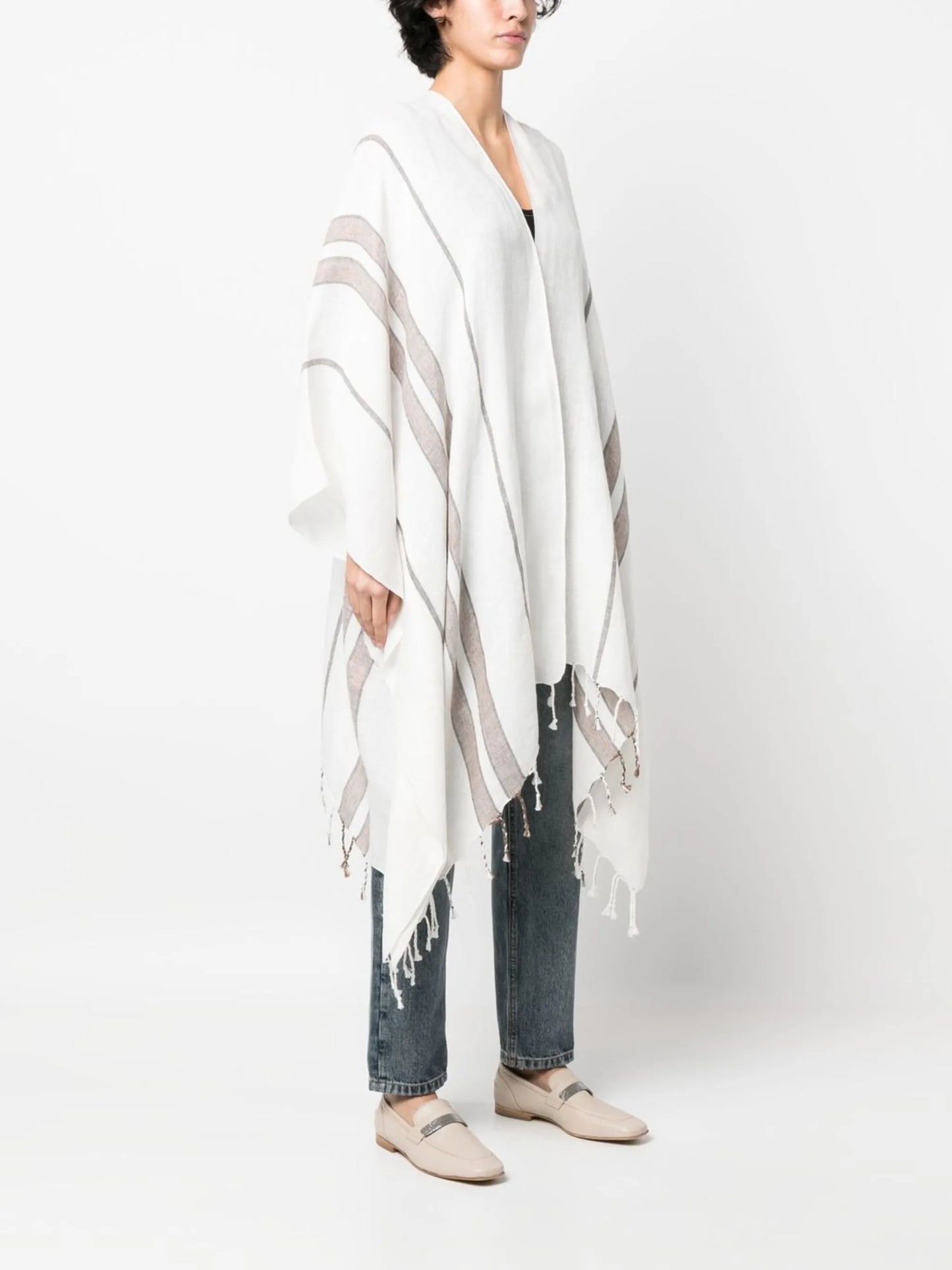 stripe-pattern poncho