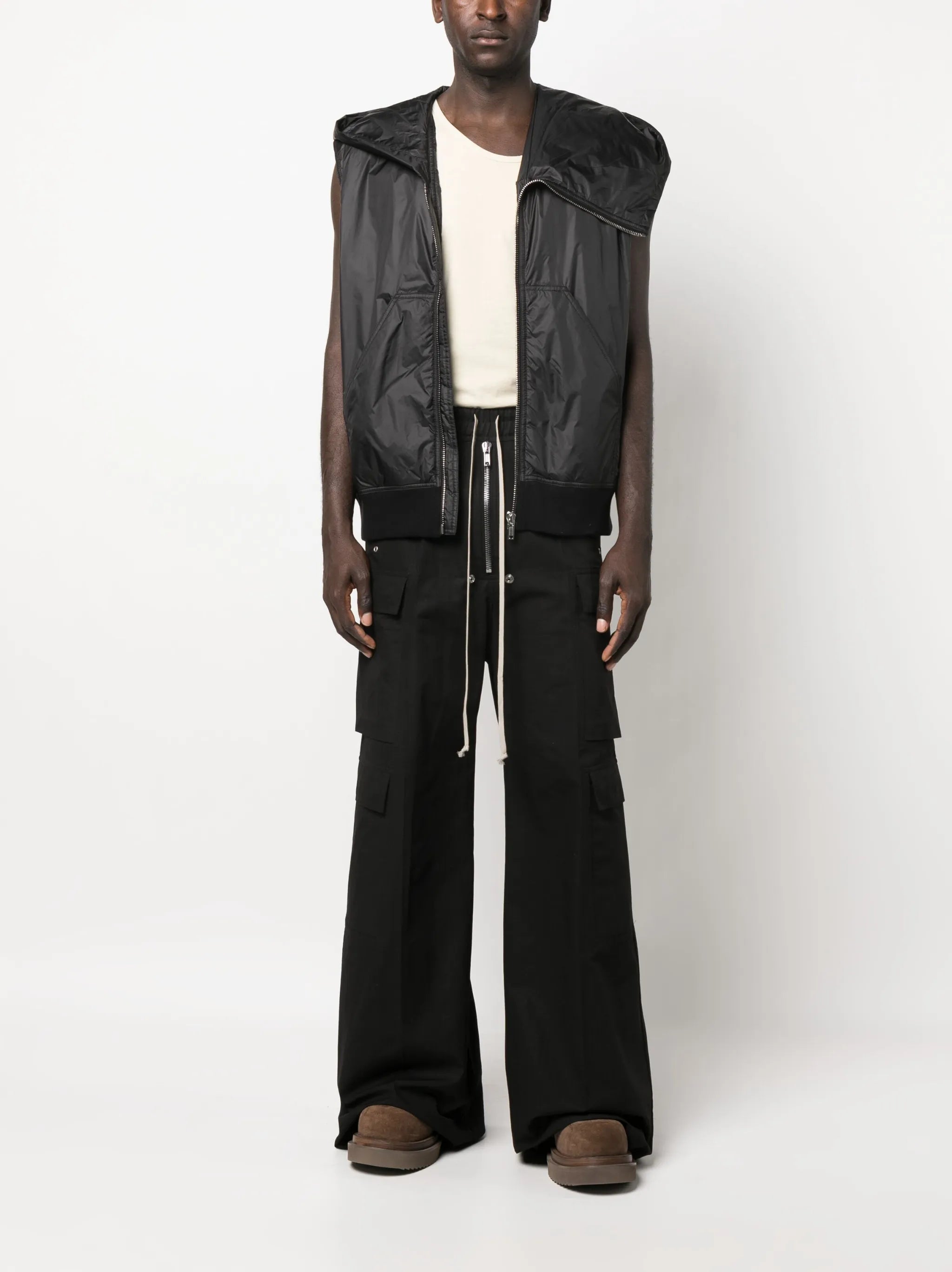 pouch-pocket zip-up hoodie