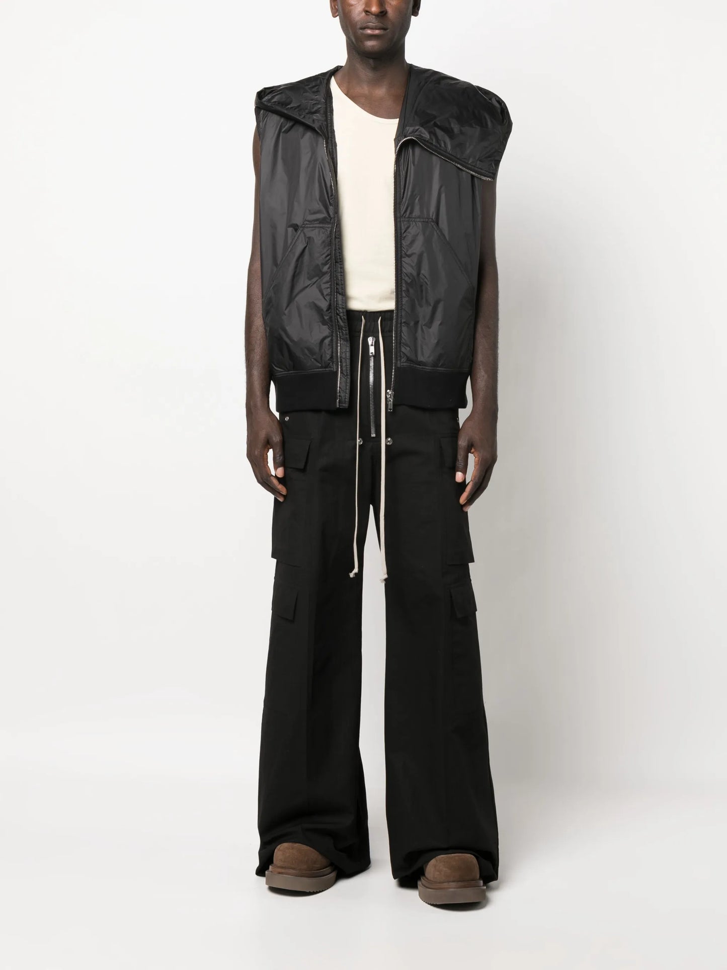 pouch-pocket zip-up hoodie