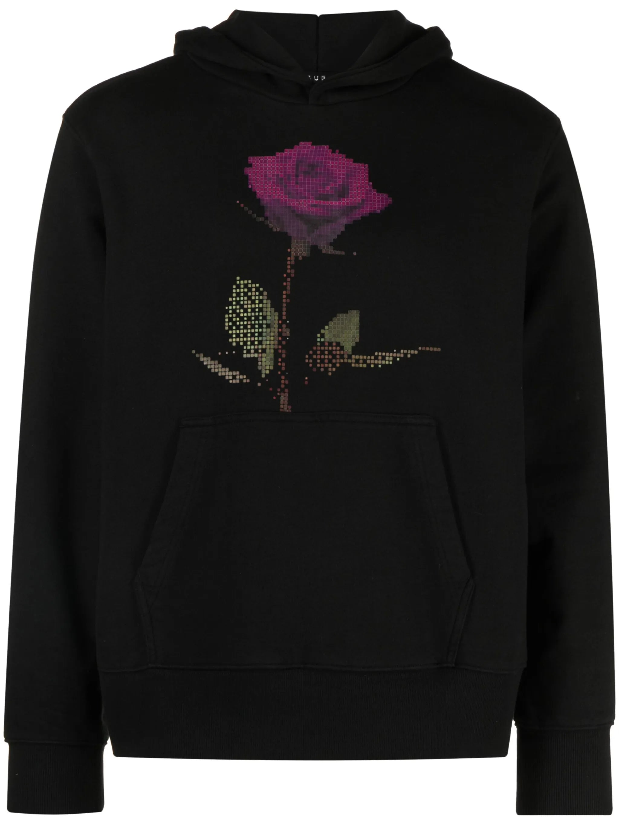 pixelated rose-print cotton hoodie