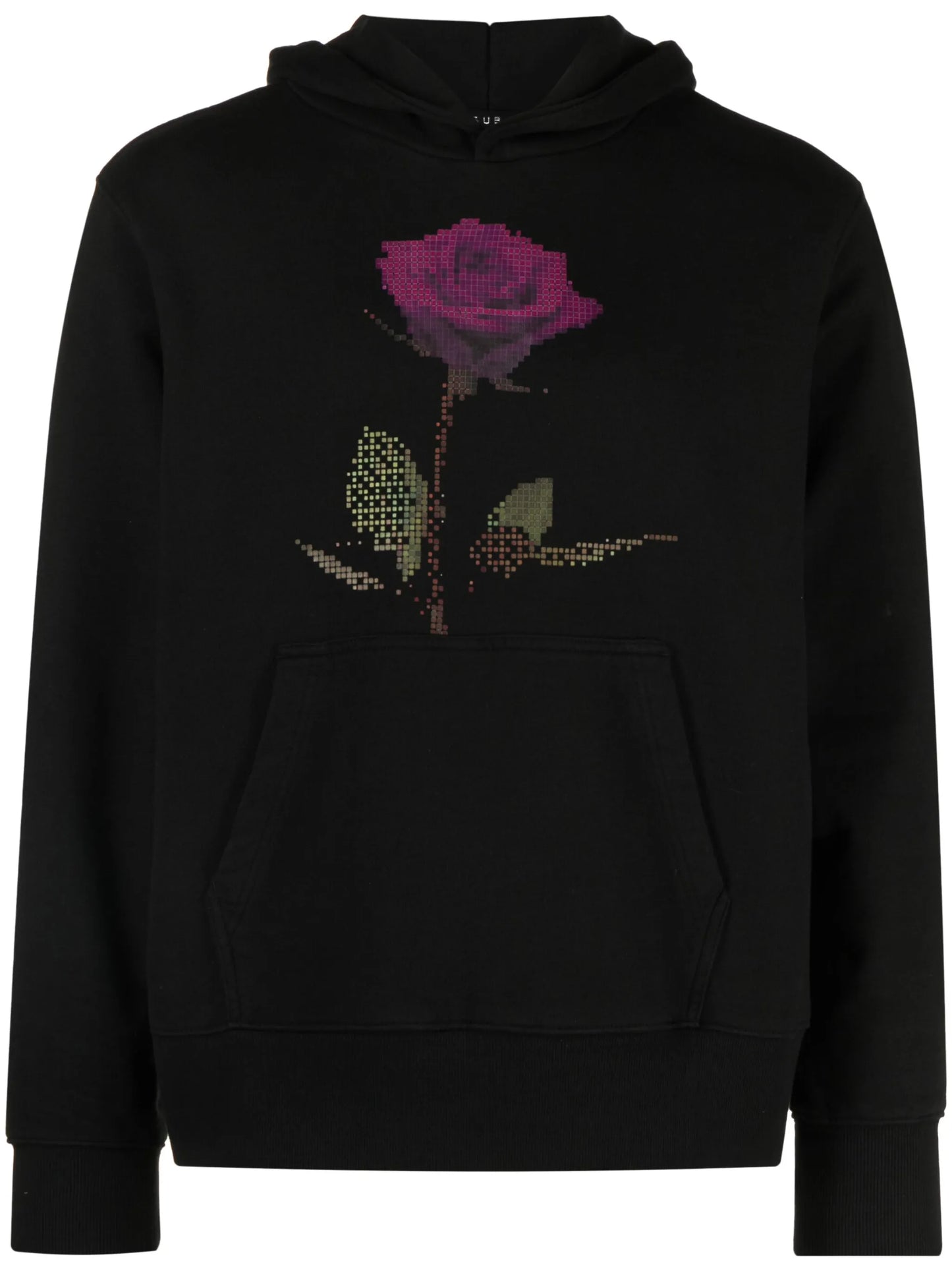 pixelated rose-print cotton hoodie