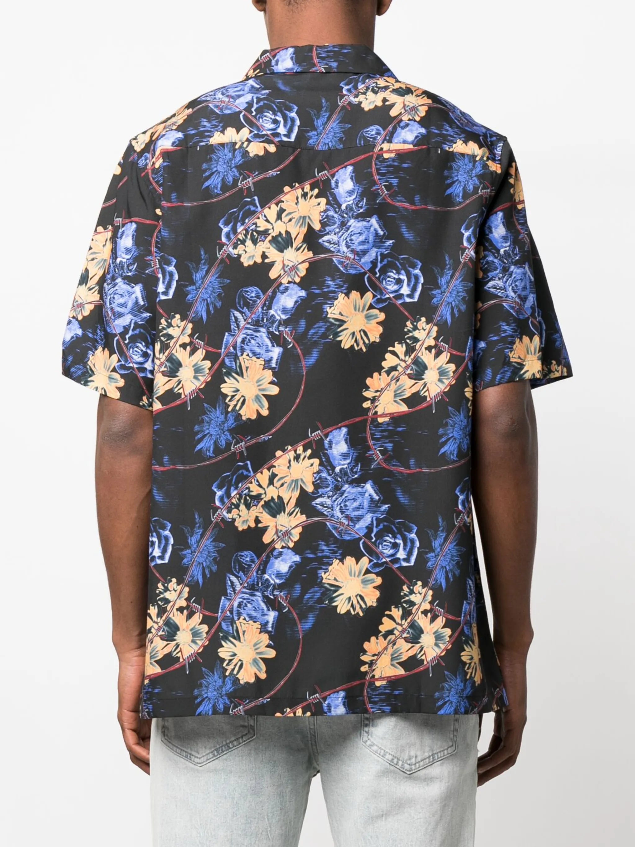Cuban-collar floral-print shirt