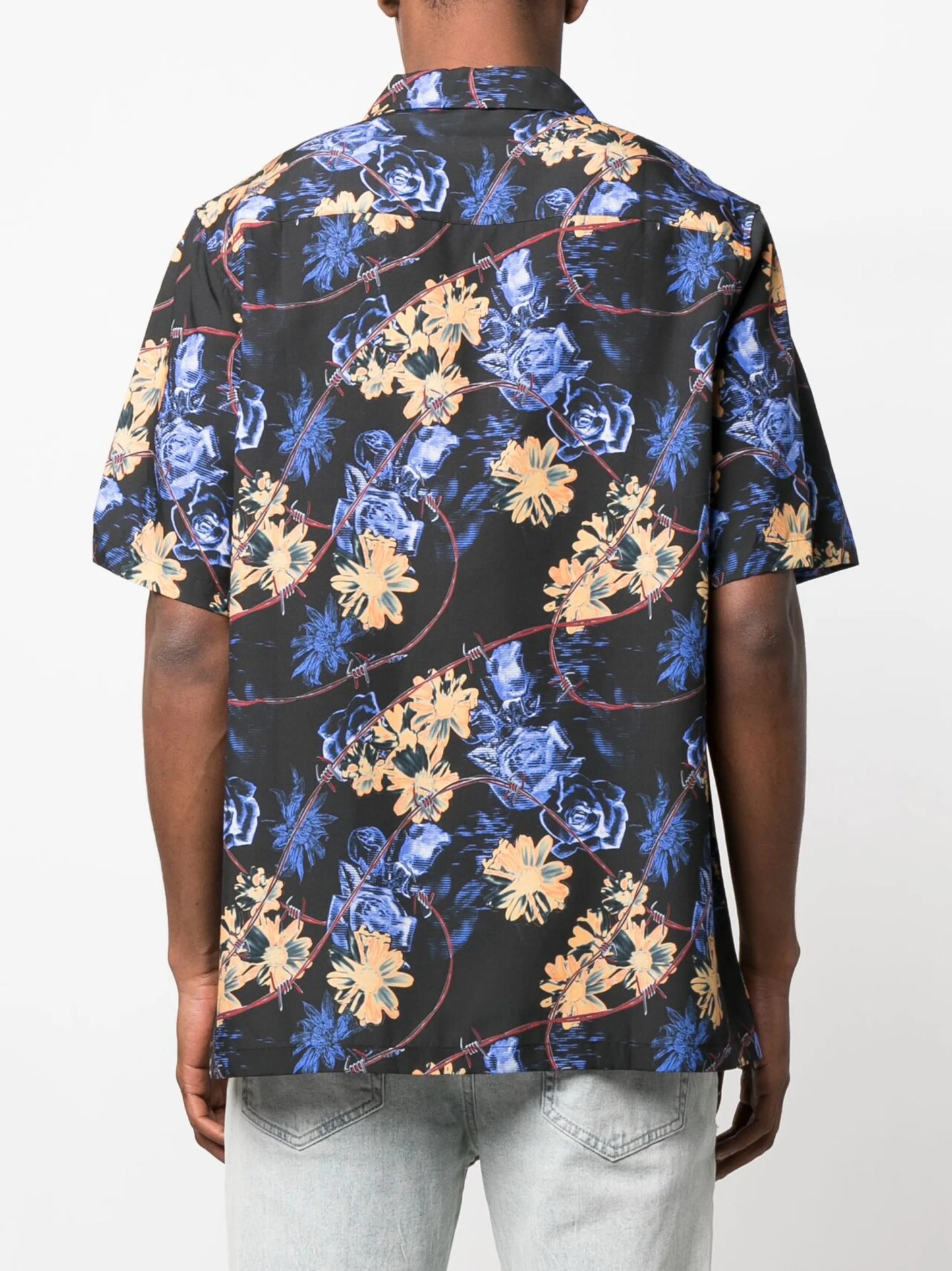Cuban-collar floral-print shirt