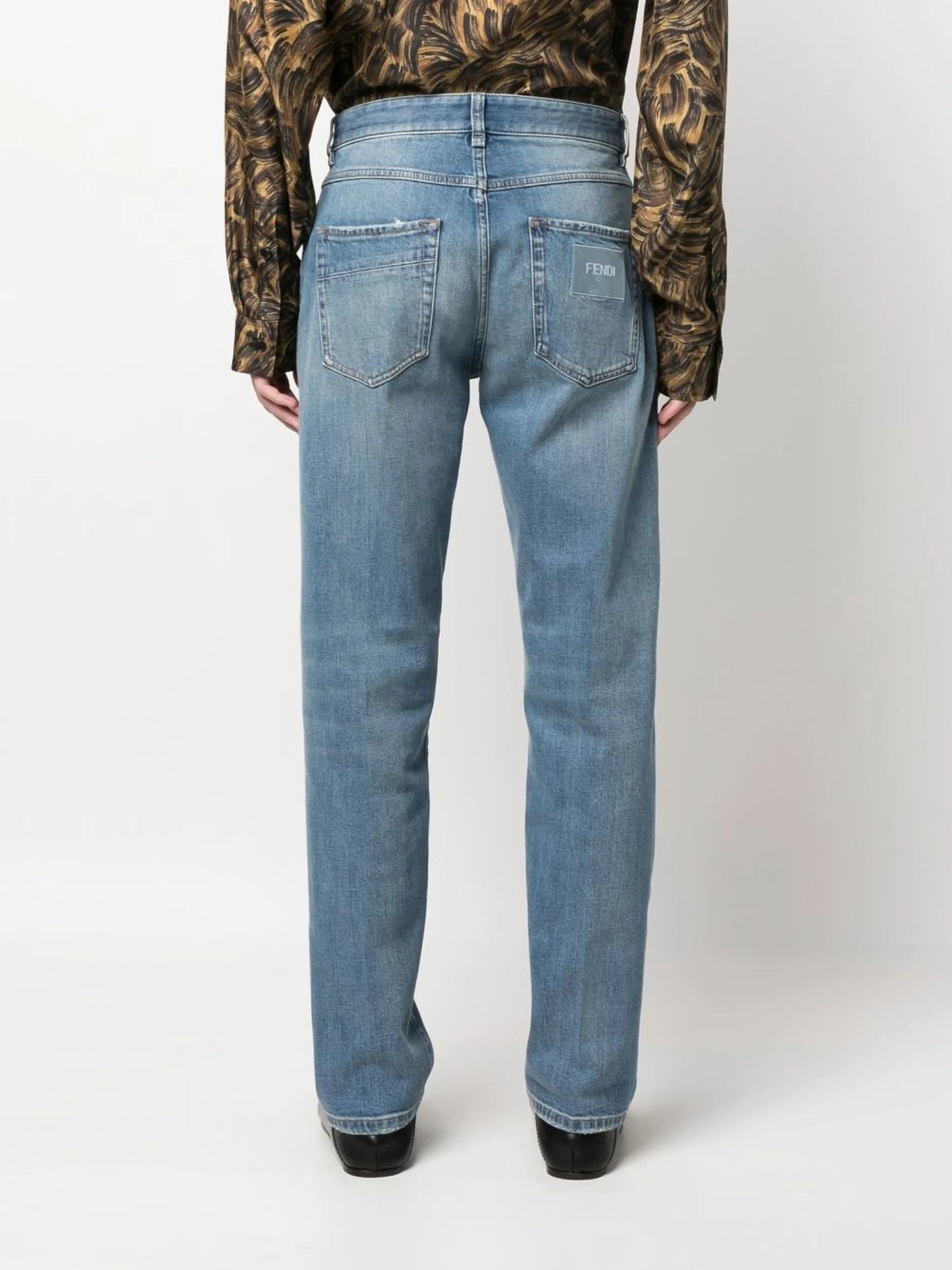 logo-patch straight-leg jeans