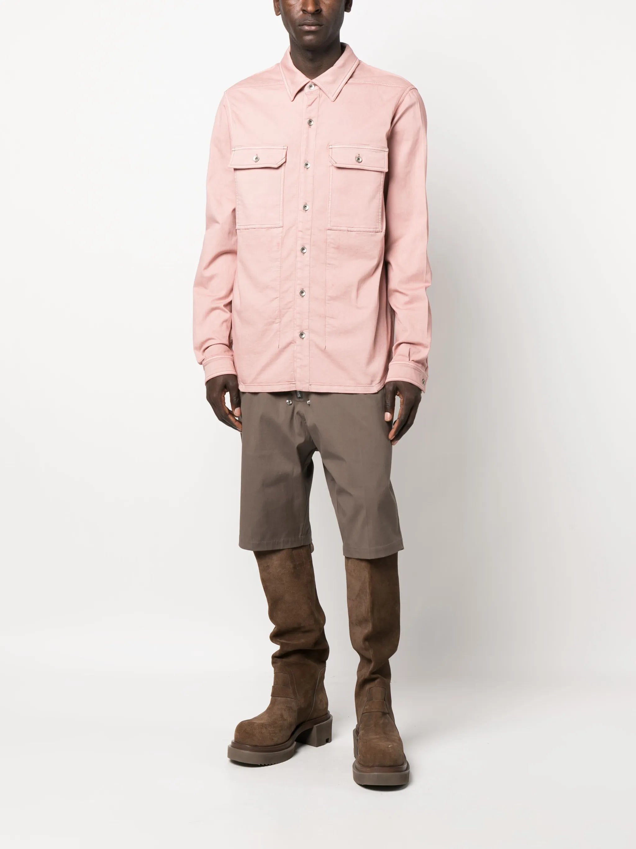 cotton-blend long-sleeved overshirt