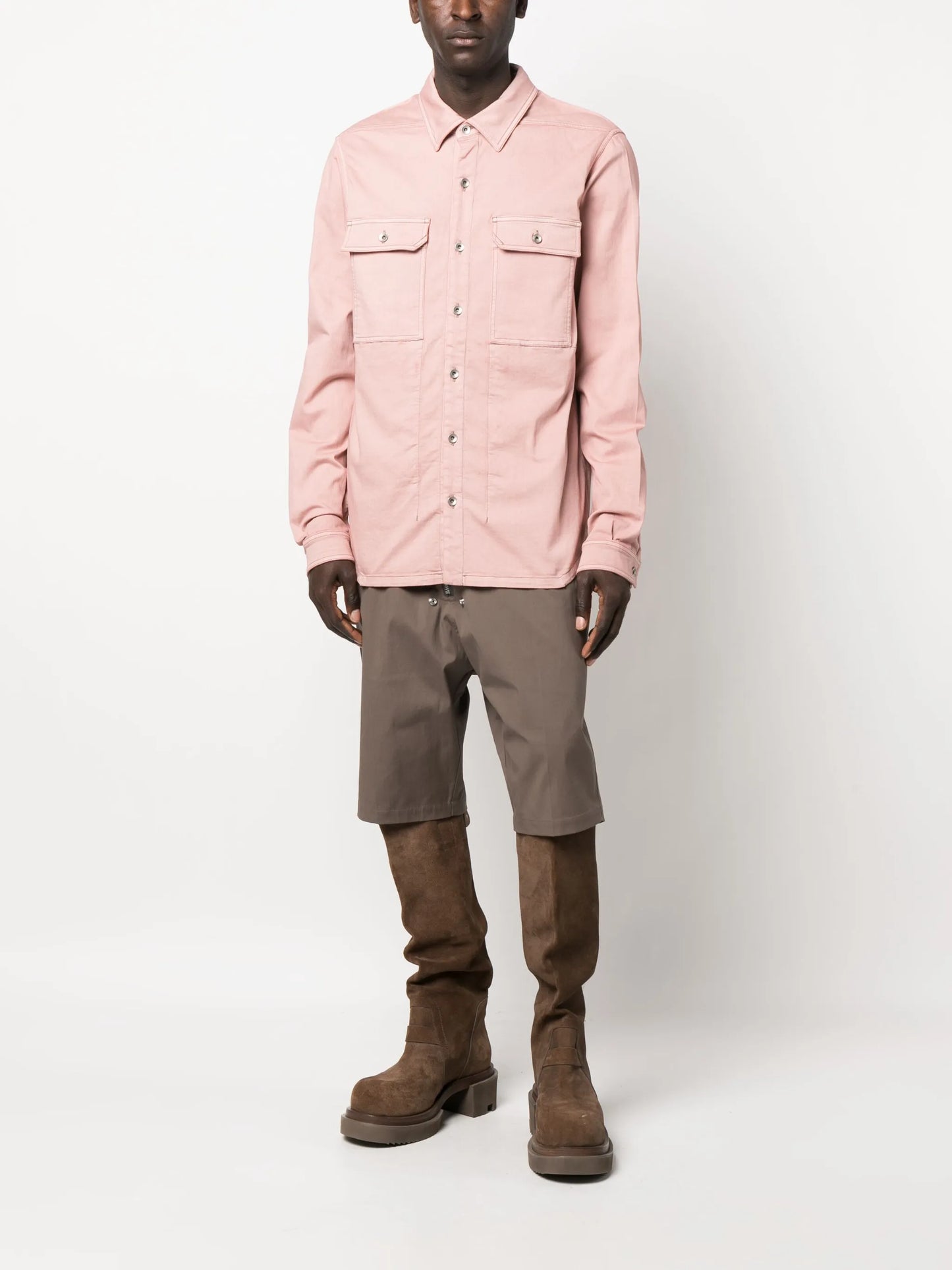 cotton-blend long-sleeved overshirt