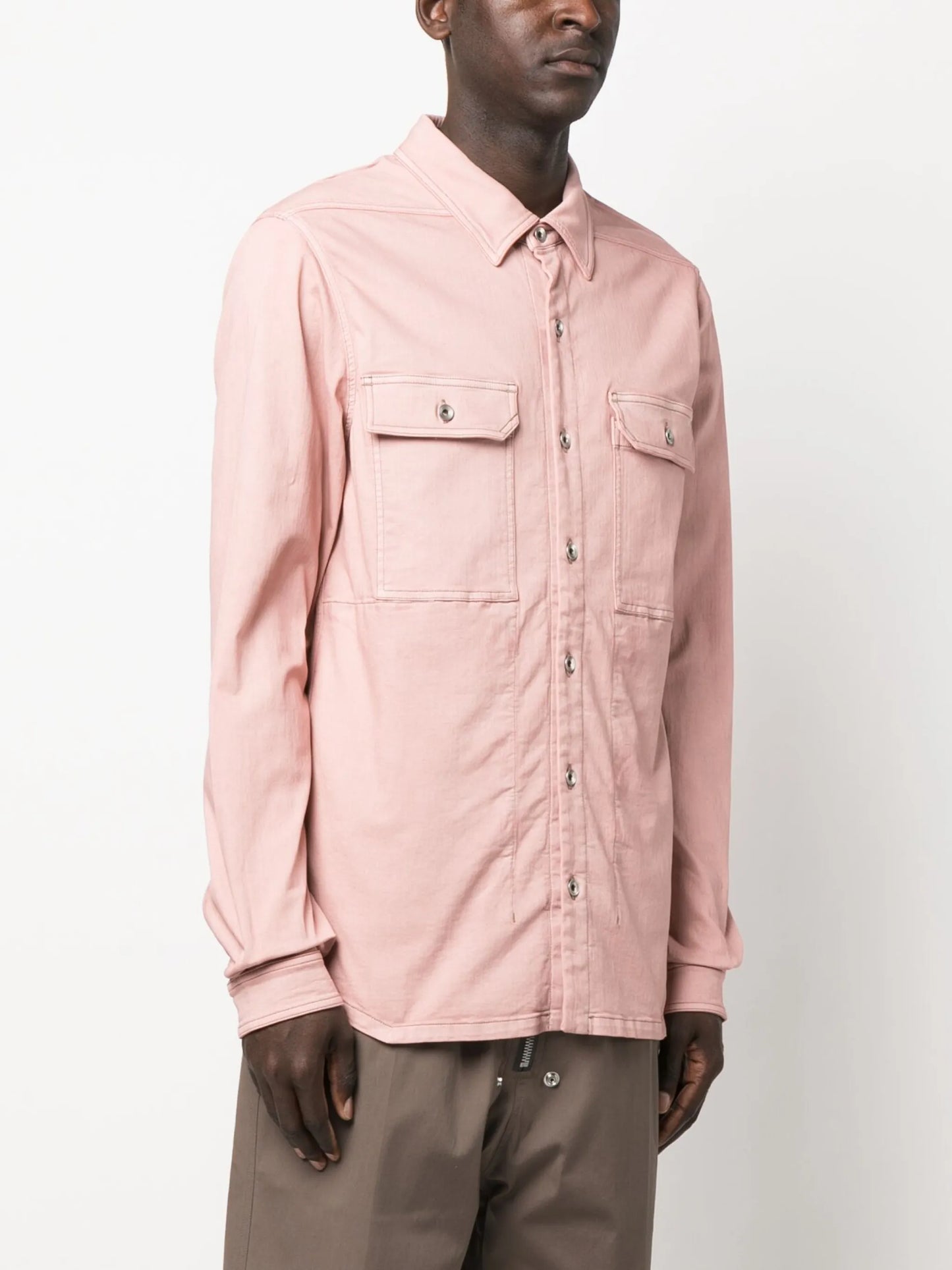 cotton-blend long-sleeved overshirt
